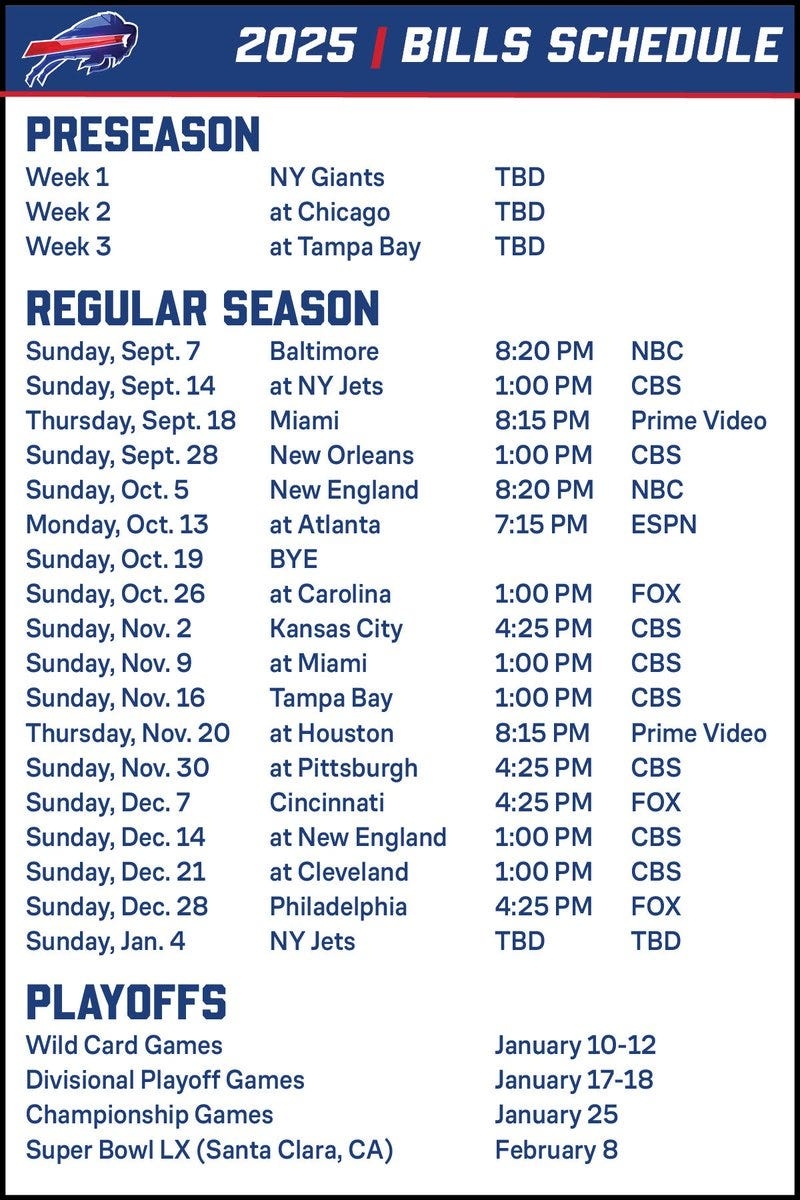 2025-2026 Nfl Schedule Printable