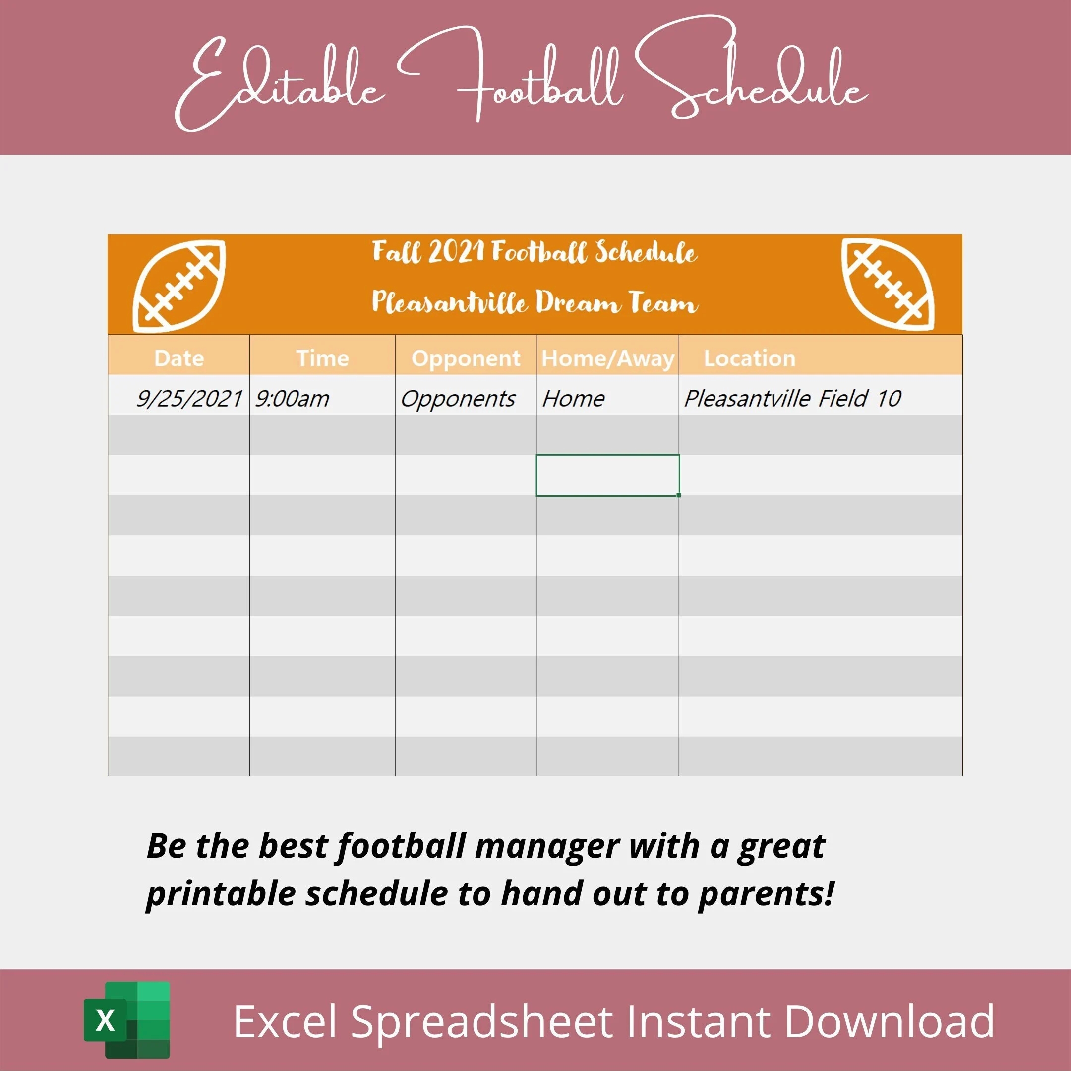 Buy Editable Printable Football Schedule Online In India Etsy