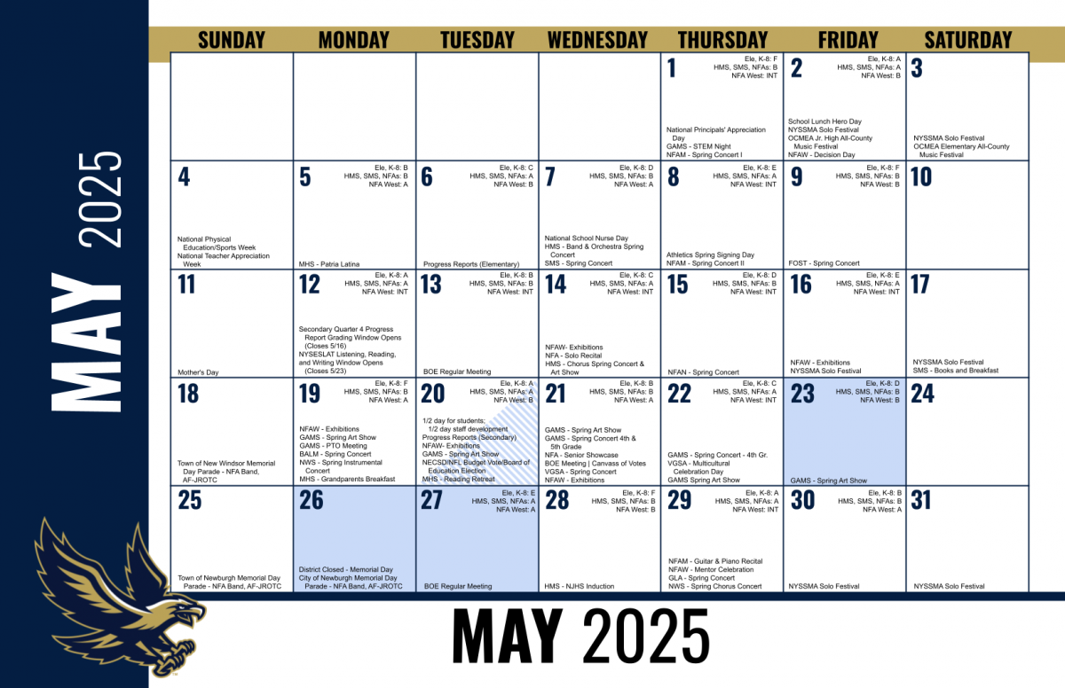 CALENDAR REMINDER MAY 2025 New Windsor Elementary School NECSD