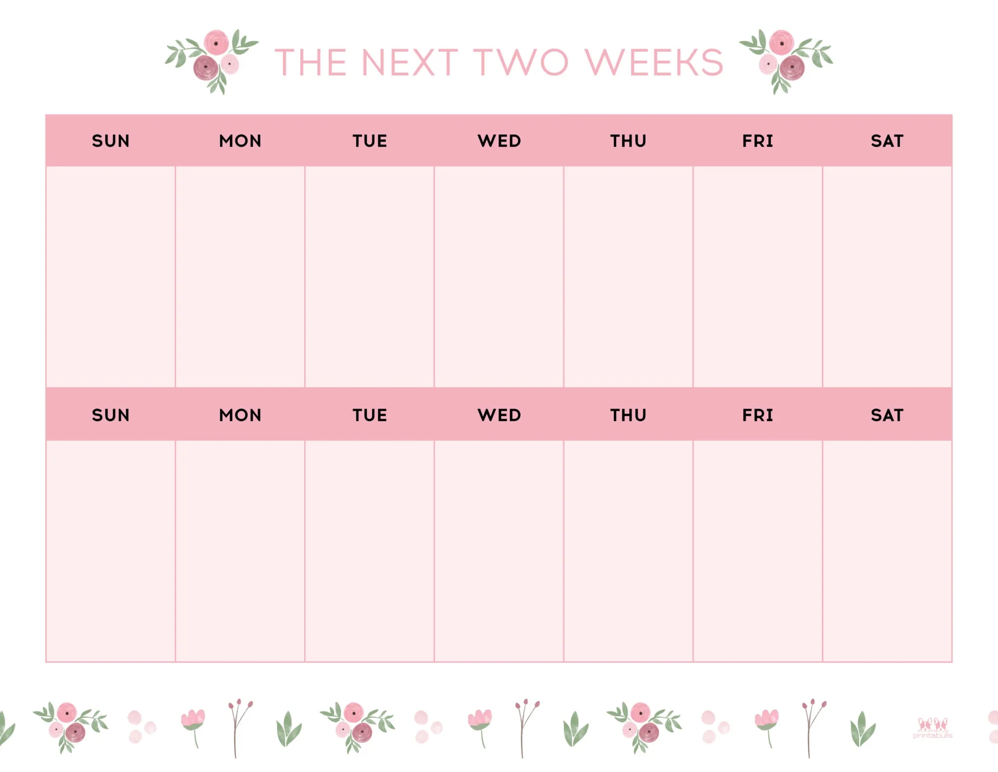 Calendar Two Weeks