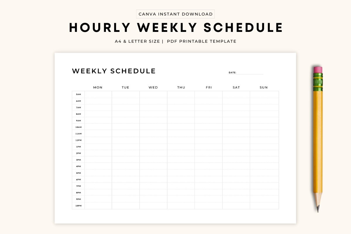 CANVA Hourly Weekly Schedule Template