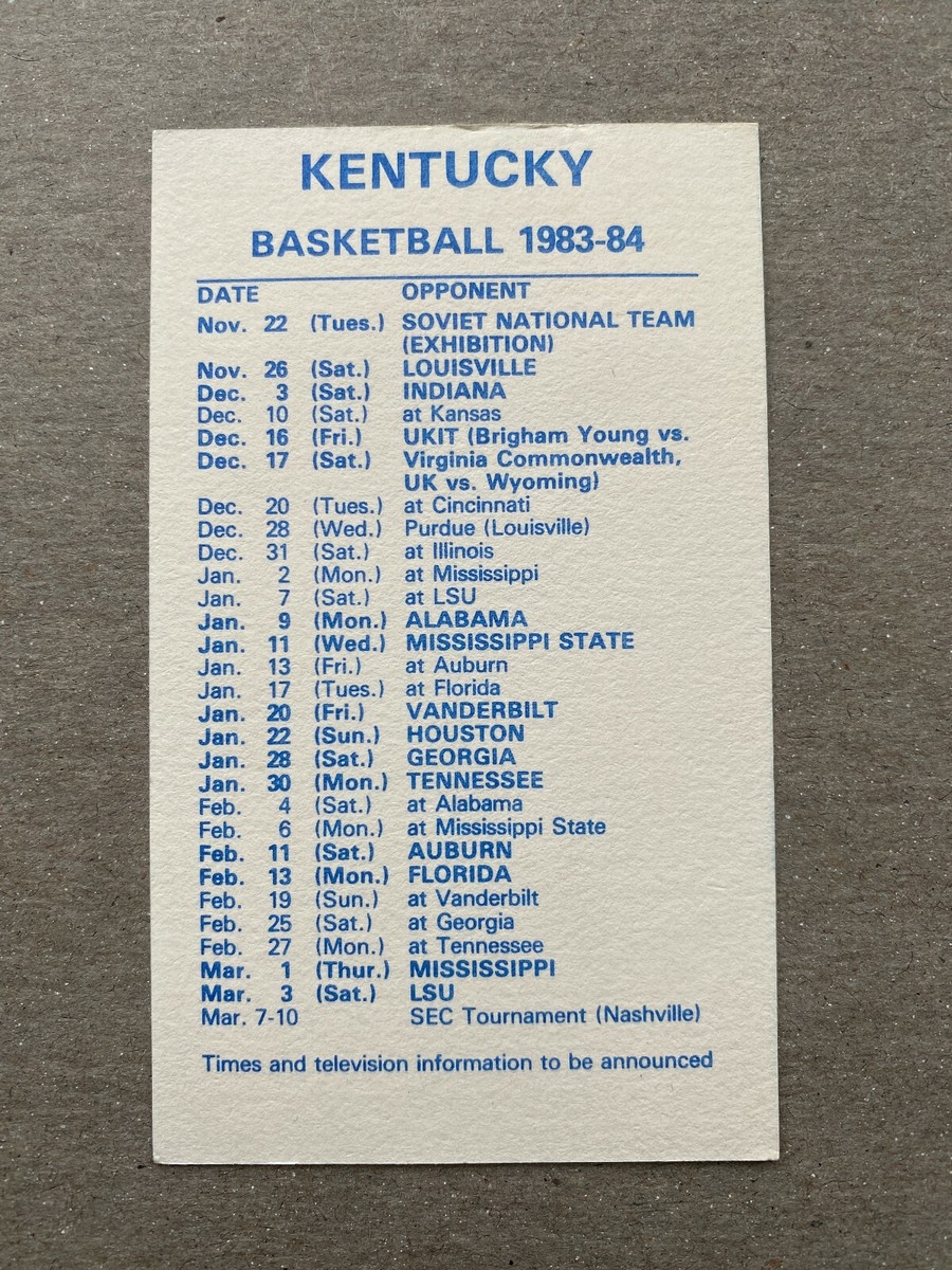 CBK 1983 84 KENTUCKY WILDCATS College Basketball Schedule JIM MASTER Action EBay