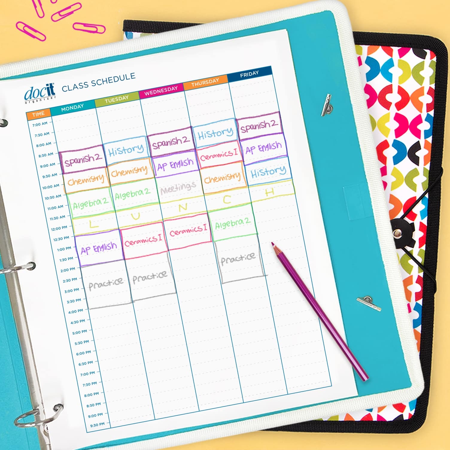 Class Schedule Printable Template Free Download