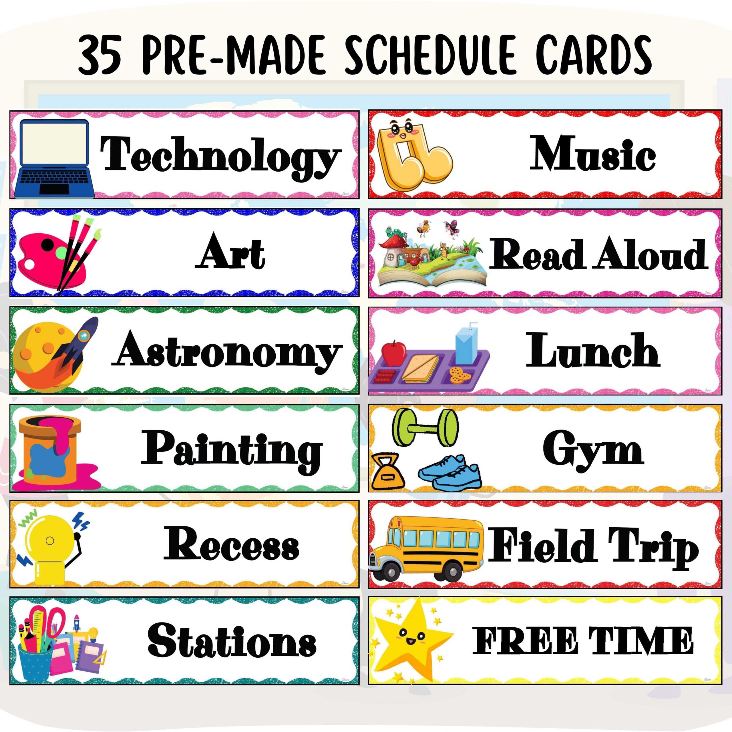 Classroom Schedule Cards 2 EDITABLE Geography Daily Visual Schedule Cards Classful