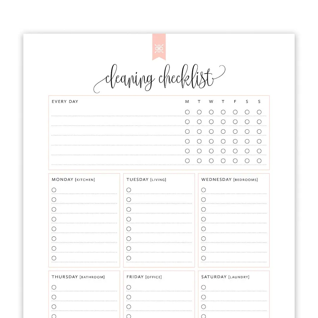 Cleaning Schedule Printable Blank