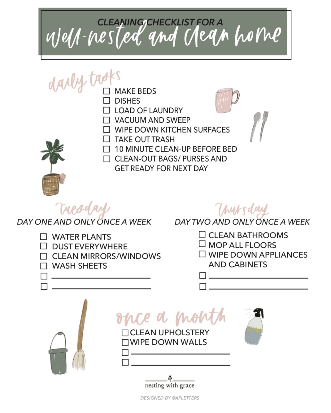 Cleaning Schedule Free Printable And Our New Vacuum Nesting With Grace