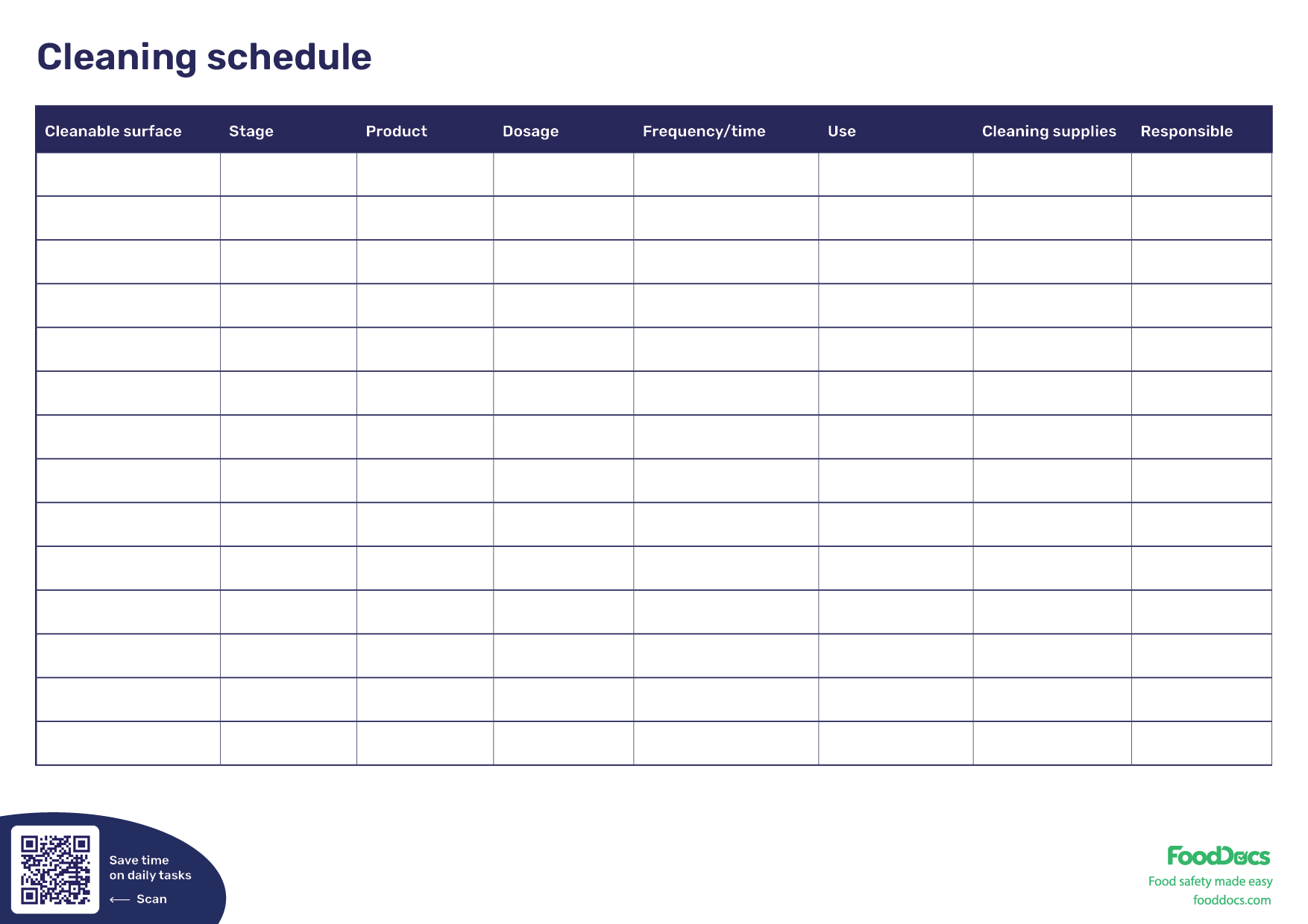 Cleaning Schedule Template Free Download