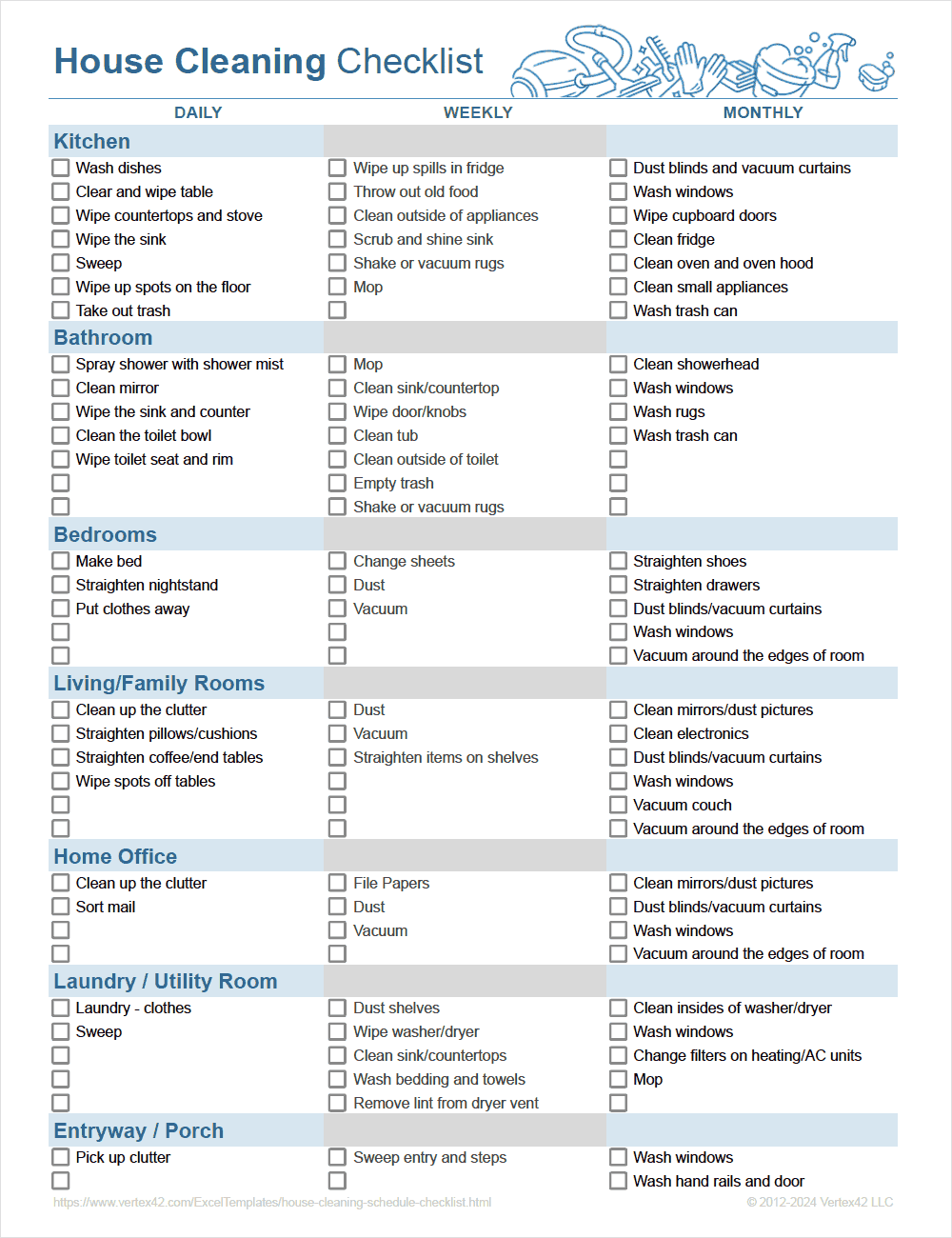 House Cleaning Schedule Printable