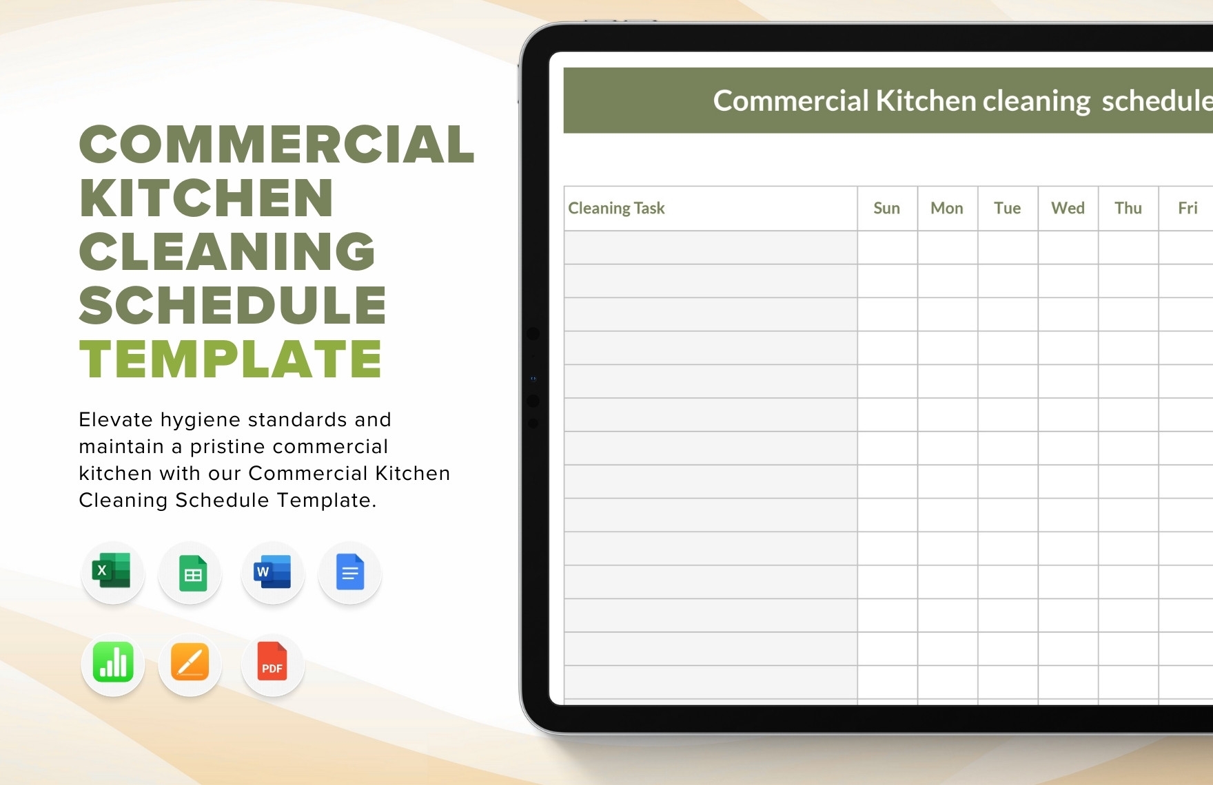 Commercial Kitchen Cleaning Schedule Template In Excel Pages Apple Numbers Word PDF Google Docs Google Sheets Download Template