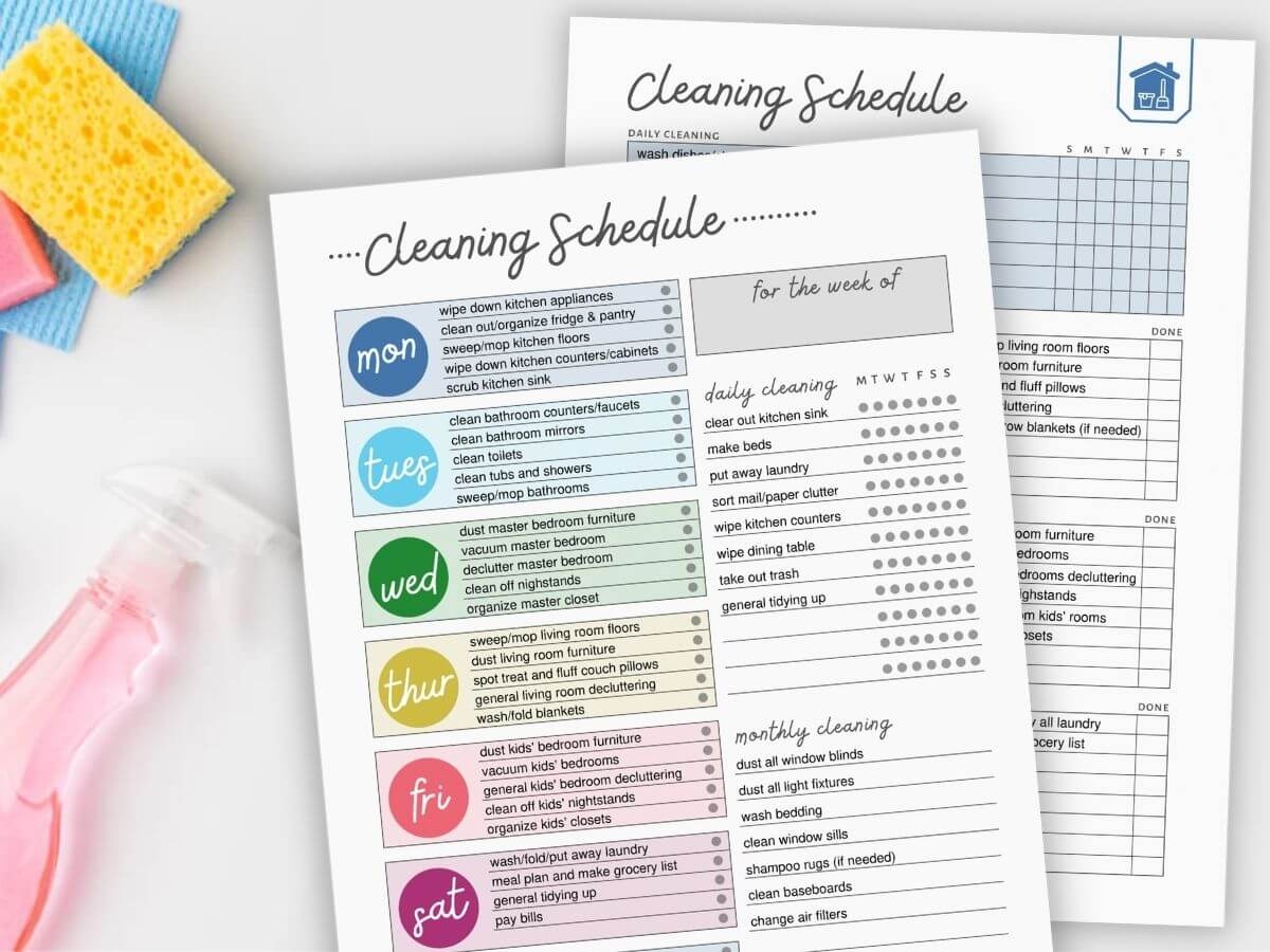 Printable Cleaning Schedule Free