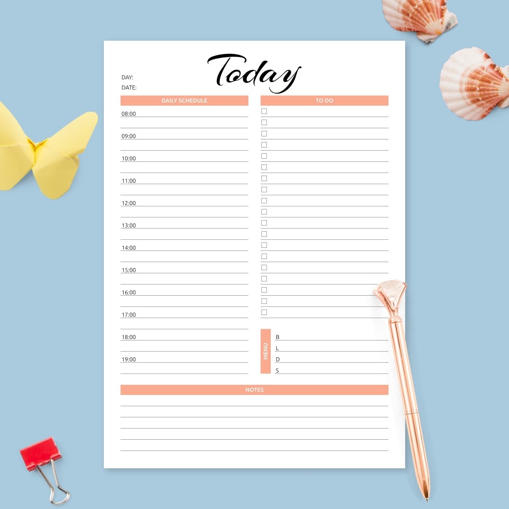 Daily Schedule Template Printable Pdf
