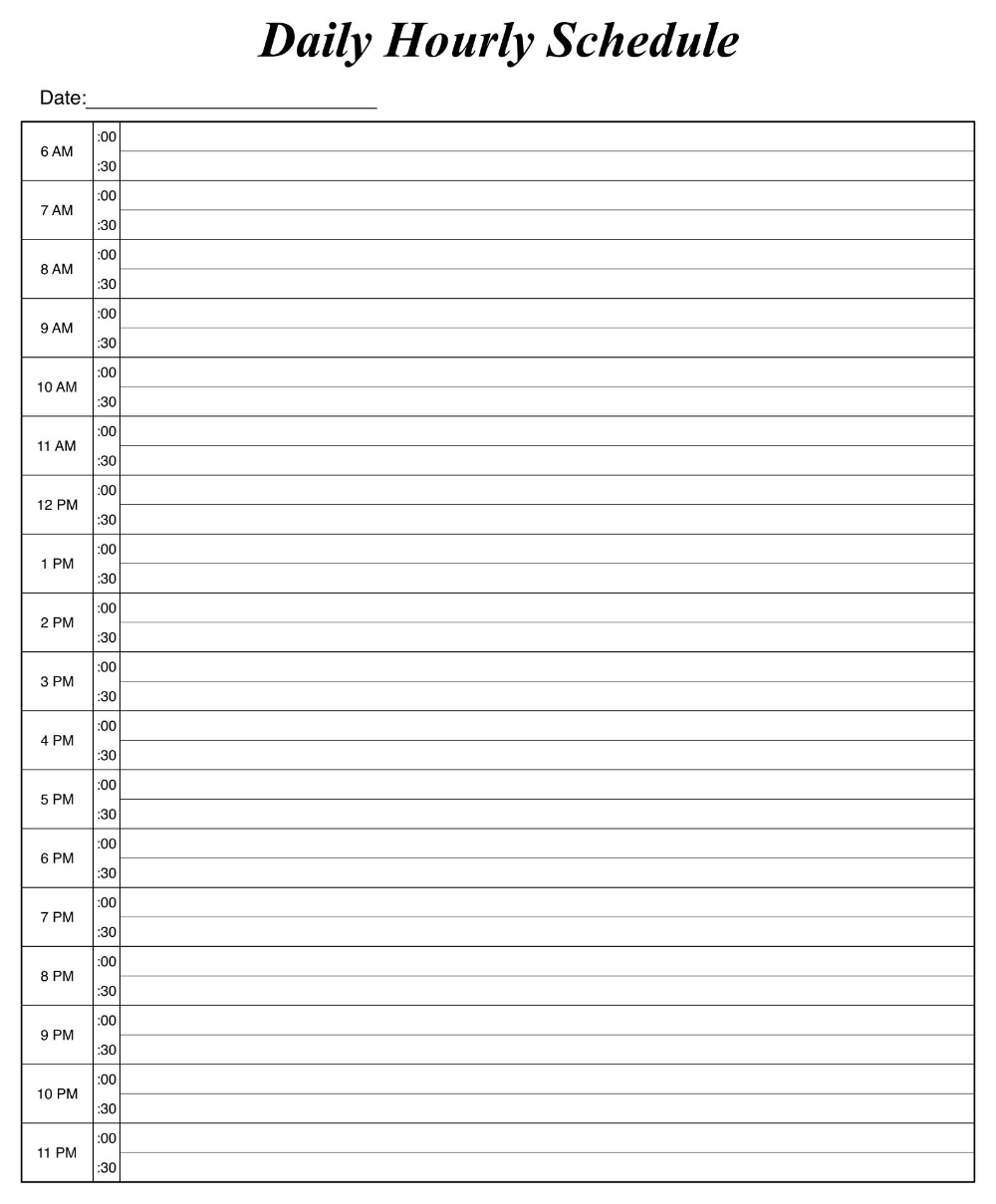 Daily Hourly Calendar Template 10 Free PDF Printables Printablee