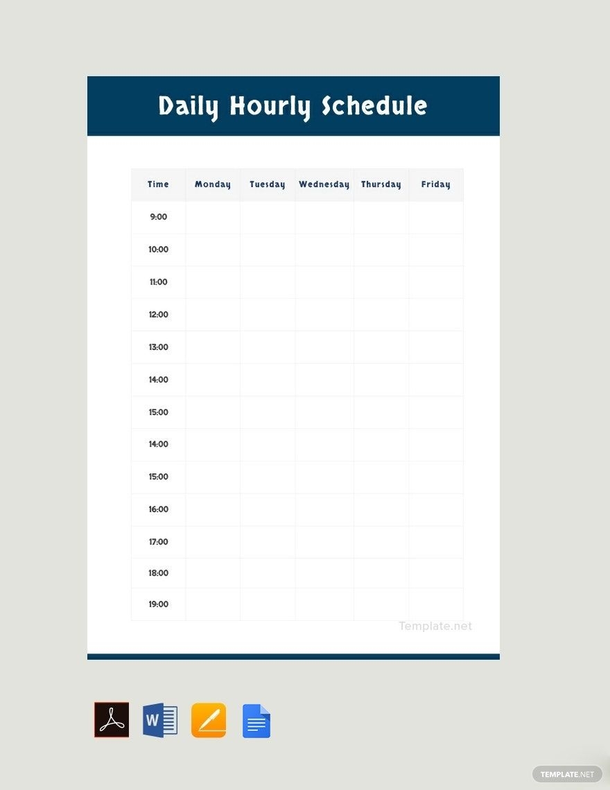 Hourly Schedule Template Printable Pdf