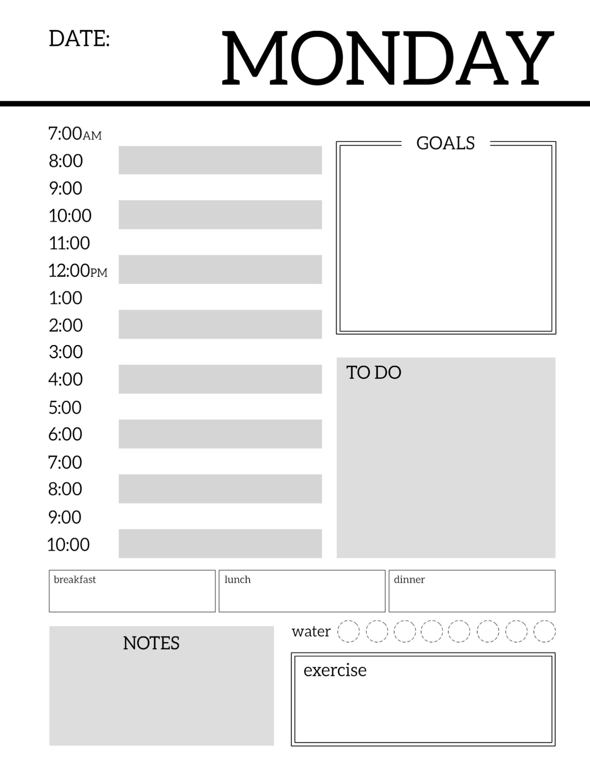 Daily Planner Printable Template Sheets Paper Trail Design