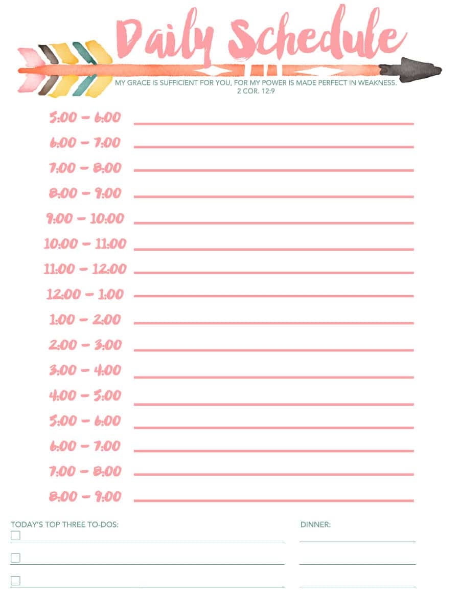 Daily Schedule Printable Pdf