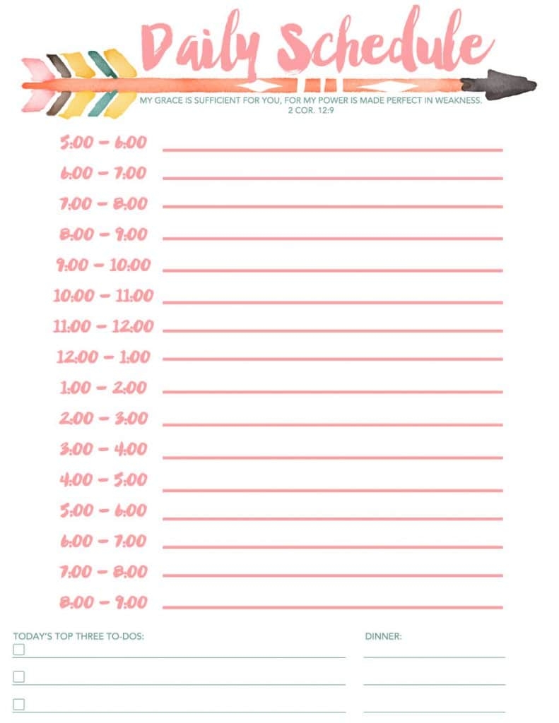Free Daily Schedule Template Printable