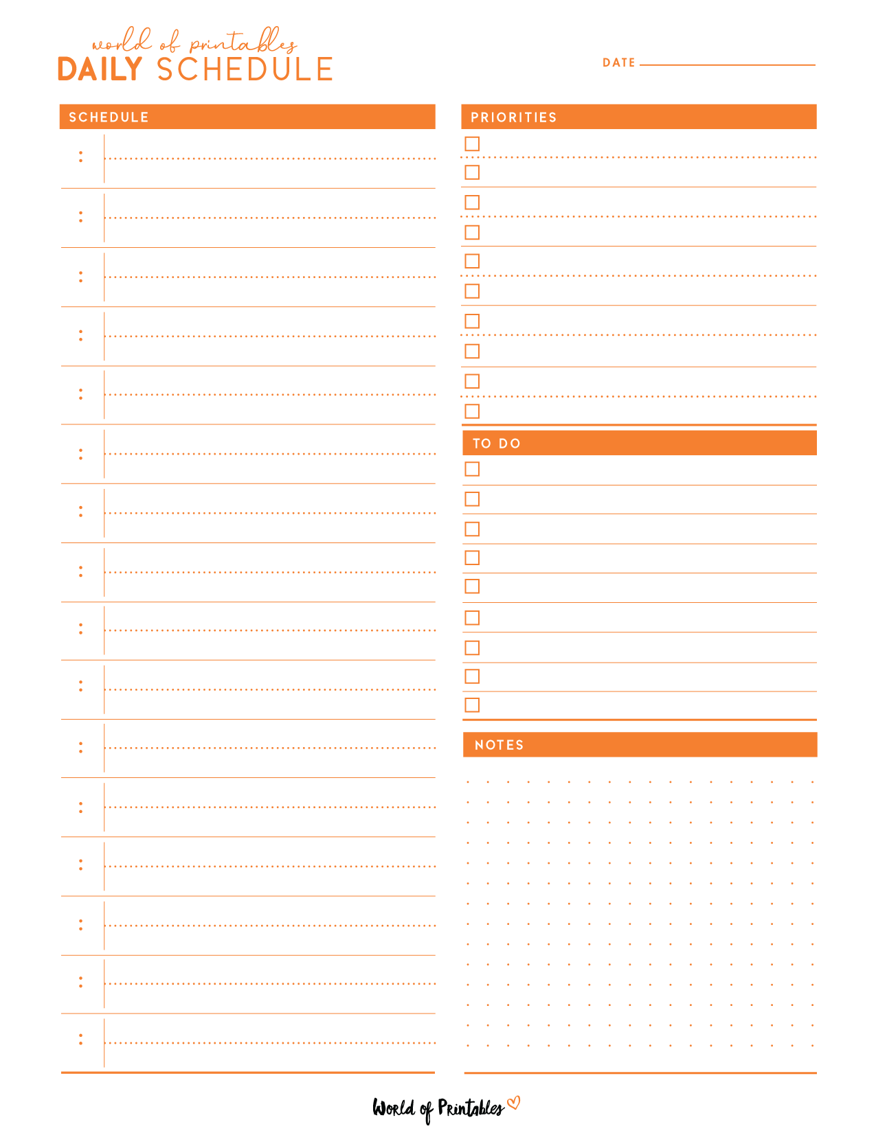 Free Schedule Template Printable