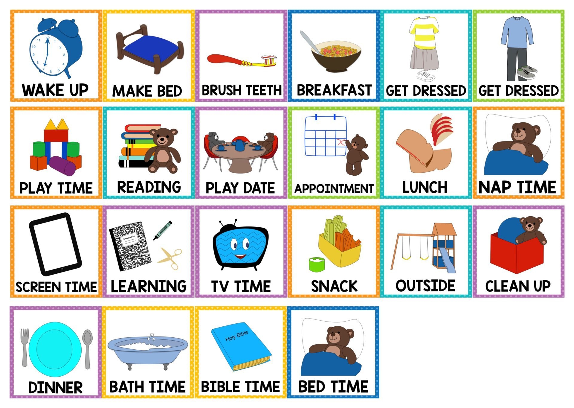 Printable Daily Schedule For Autistic Child