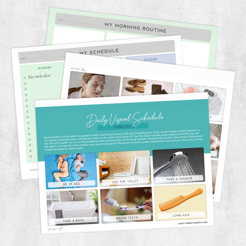 Daily Visual Schedule Templates Adult And Pediatric Printable Resources For Speech And Occupational Therapists