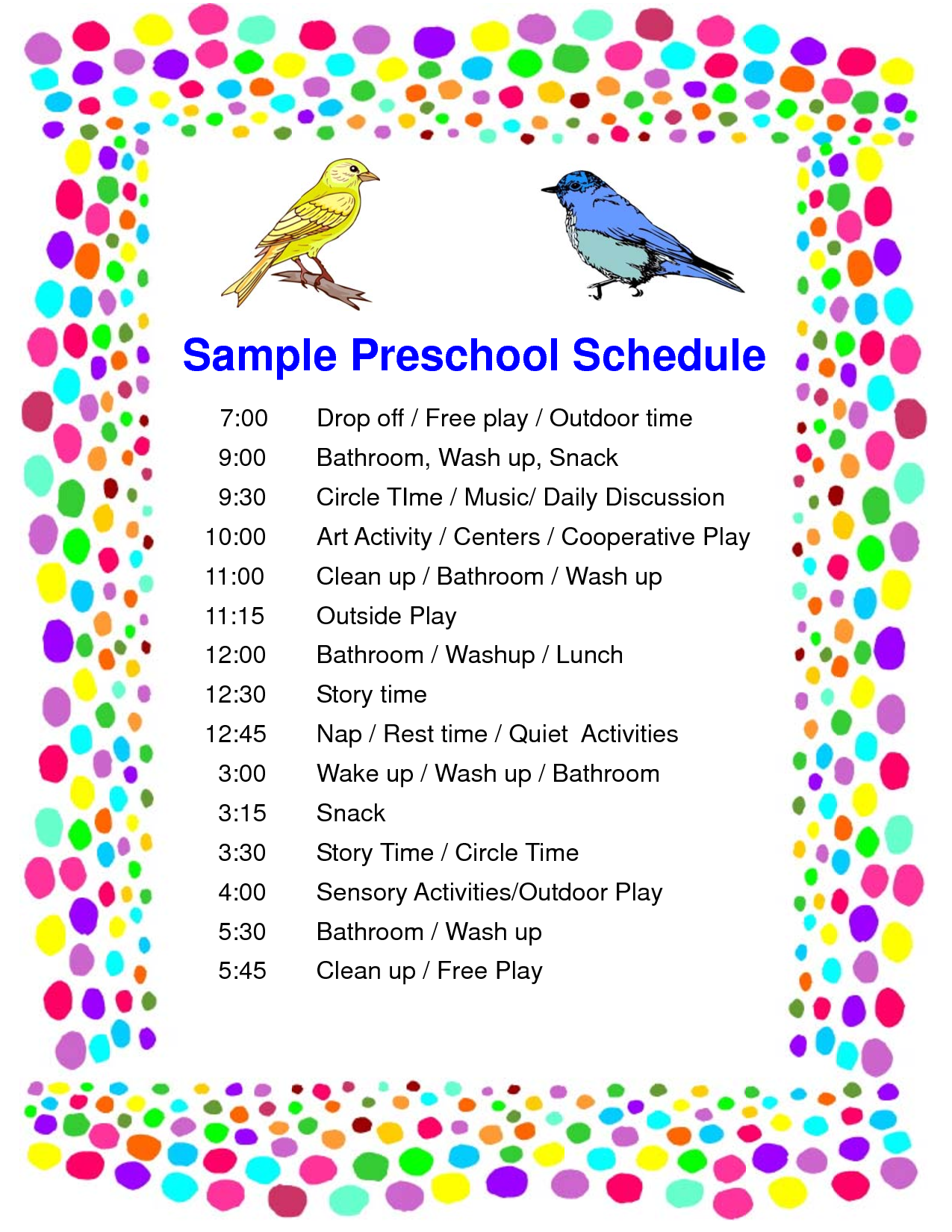 Daily Written Schedule For Kids Adpere