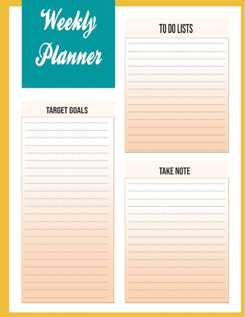Weekly Schedule Template Pdf Printable