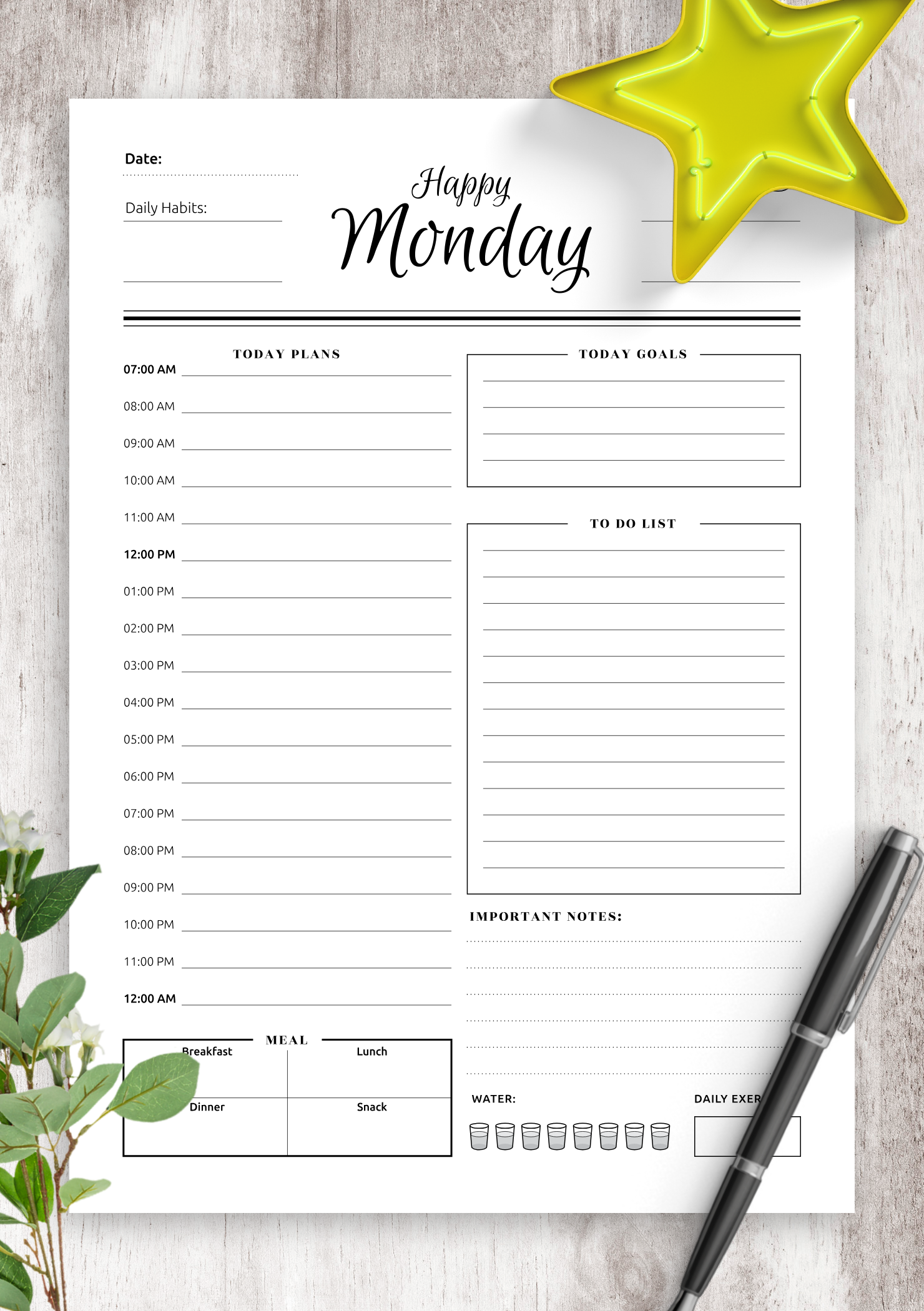 Download Printable 7 Happy Days Planner Template PDF