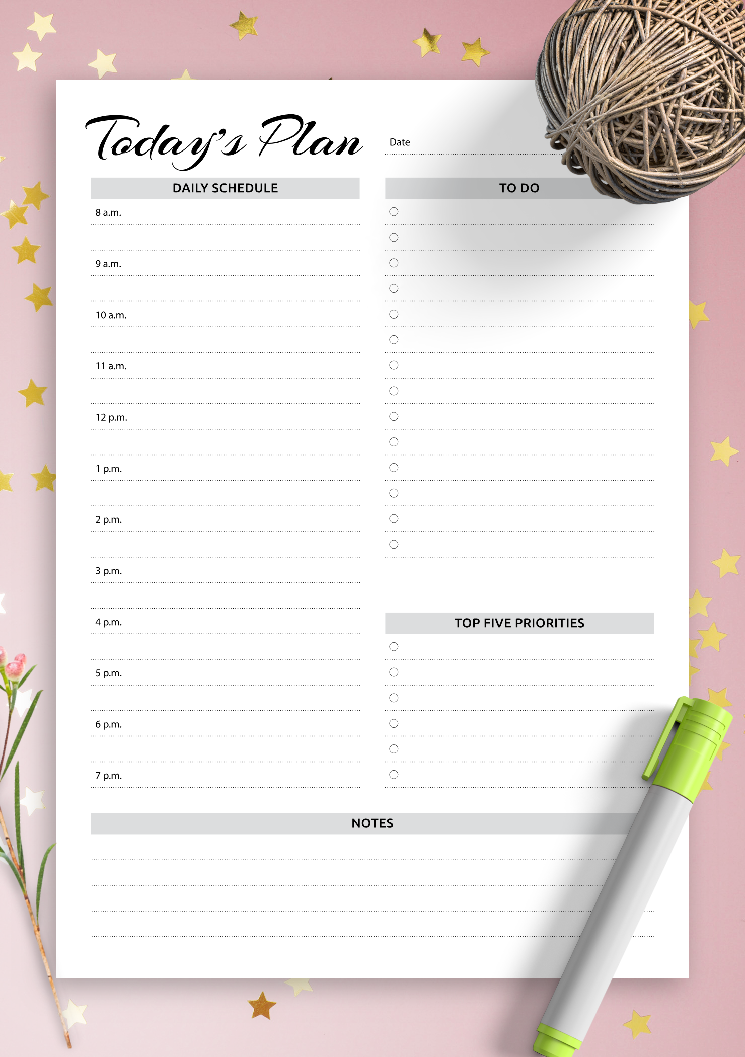 Daily Planner With Hourly Schedule Printable