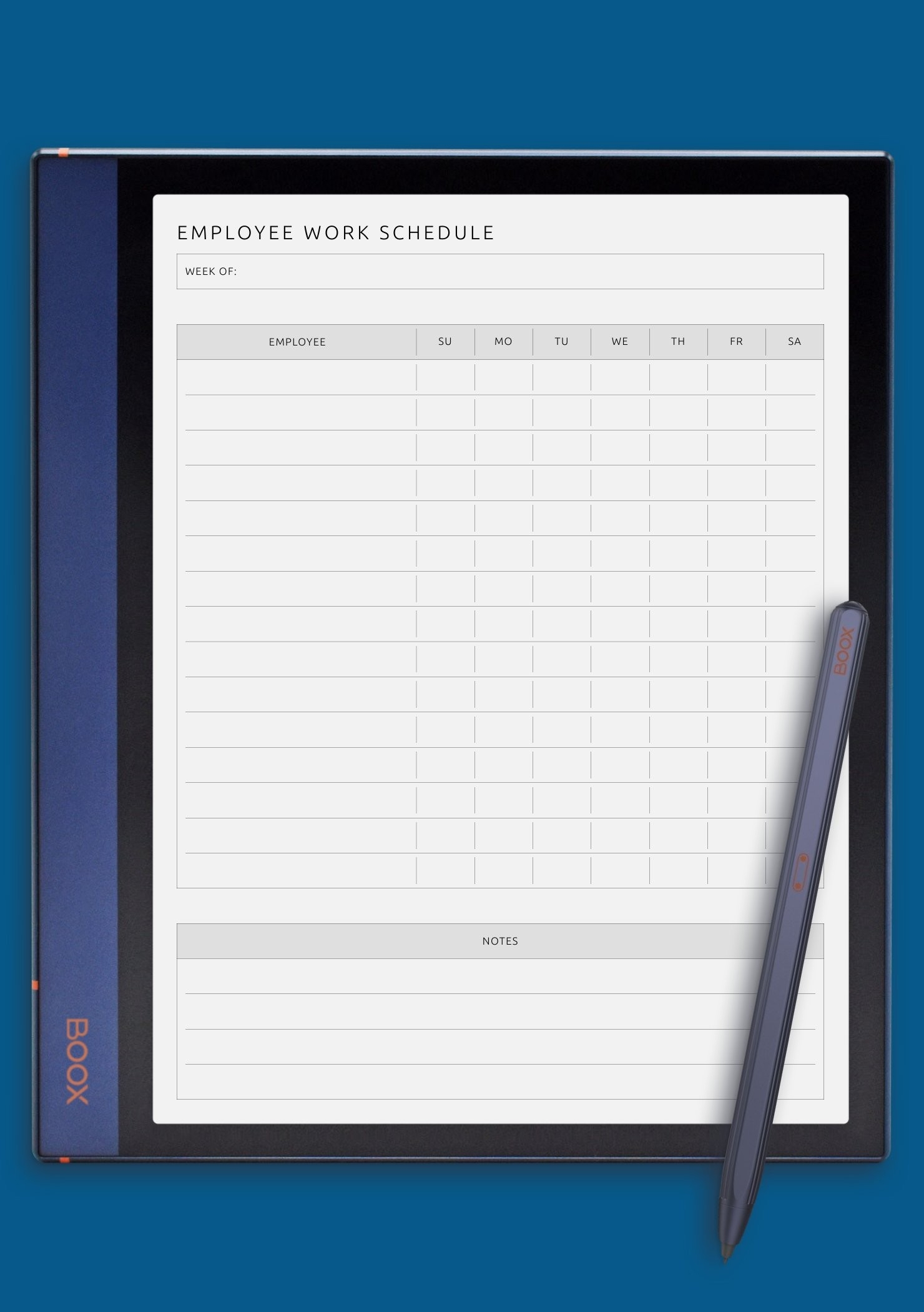 Download Printable Employee Work Schedule Template PDF