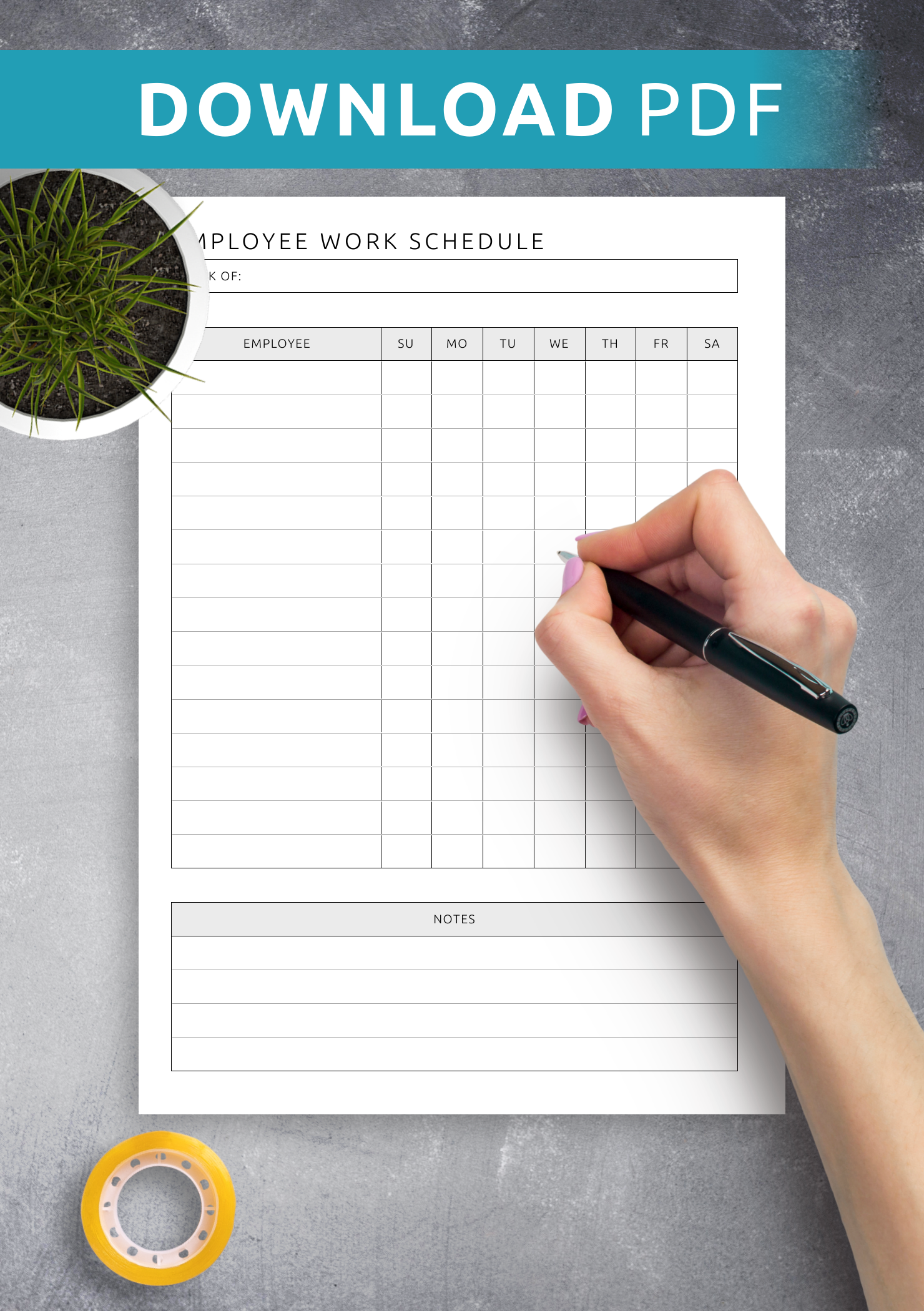 Download Printable Employee Work Schedule Template PDF