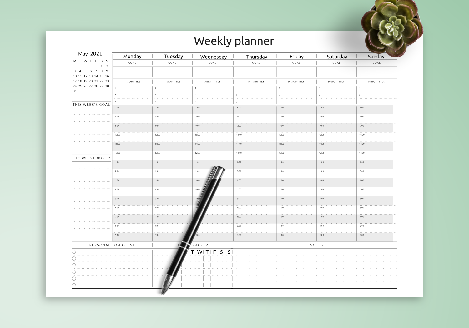 Weekly Timed Schedule Printable