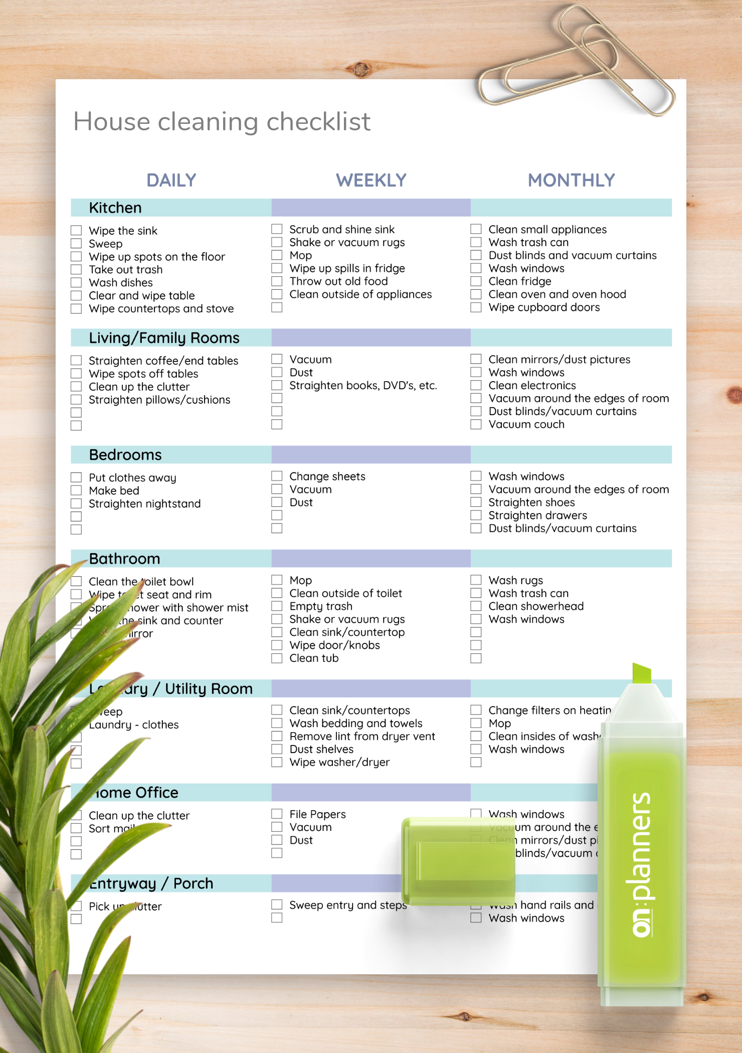 Download Printable House Cleaning Checklist Template PDF