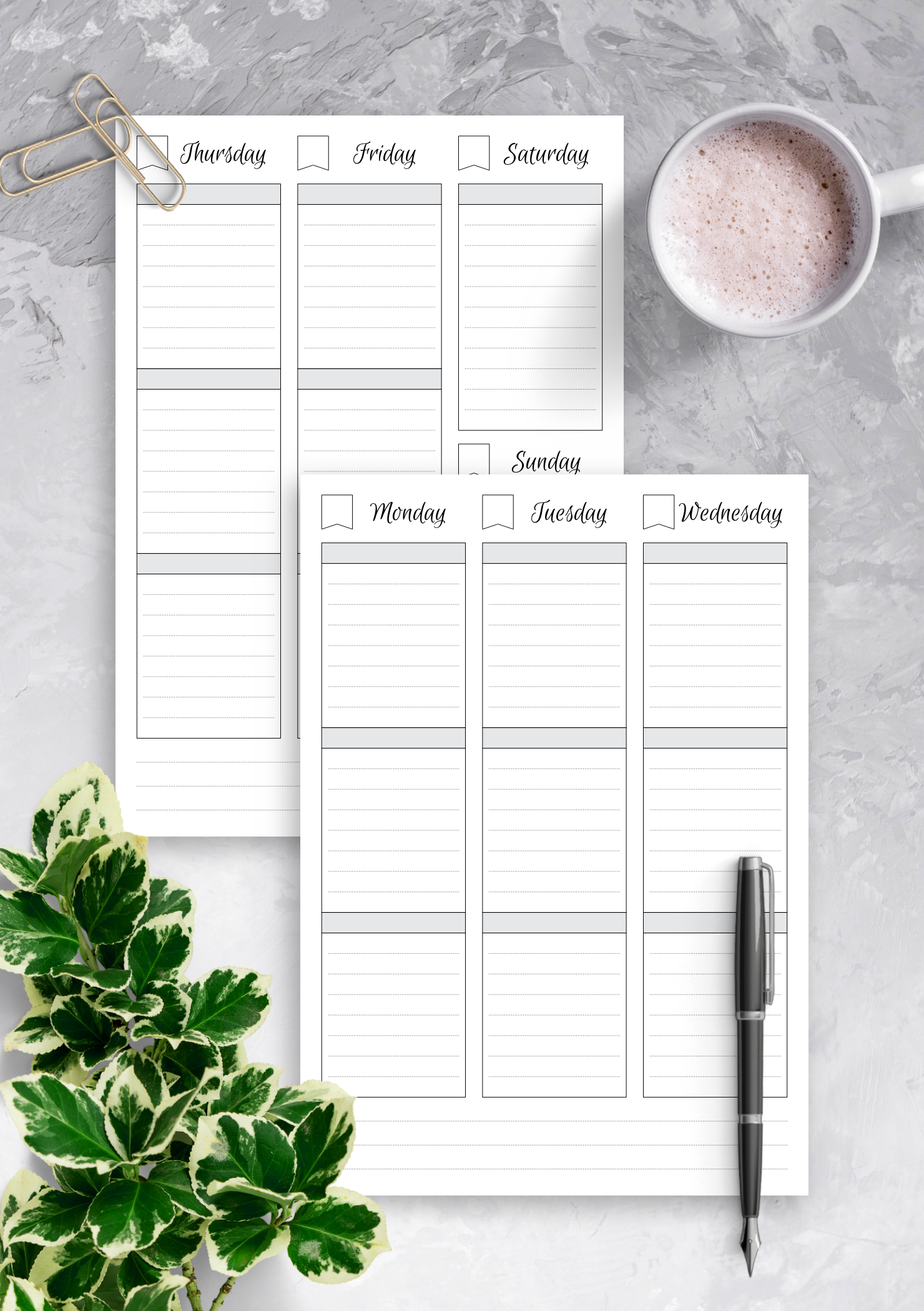 Download Printable Undated Weekly Schedule PDF