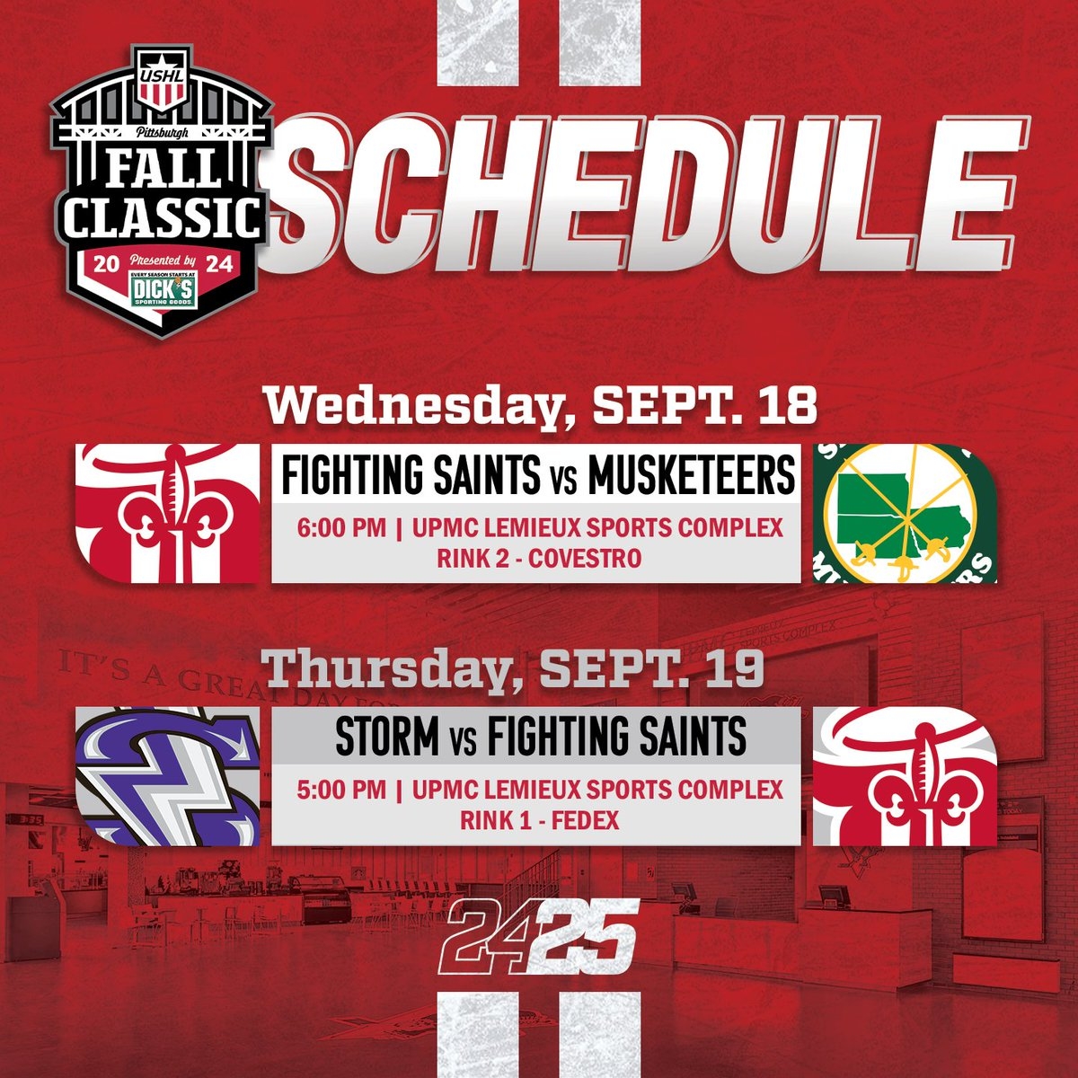 Dubuque Fighting Saints On X The USHL Has Announced The Schedule For The 2024 Dick s Sporting Goods Fall Classic In Cranberry PA The Fighting Saints Will Get The 2024 25 Season Started With