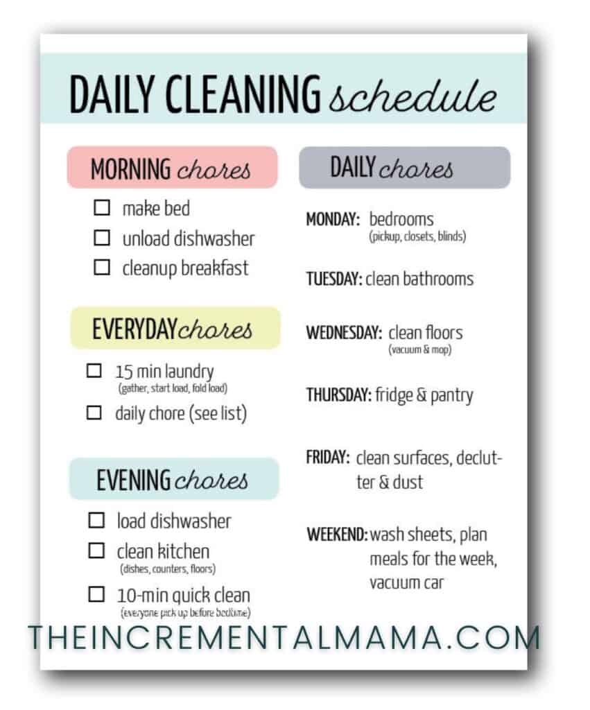 Printable Cleaning Schedule For Home