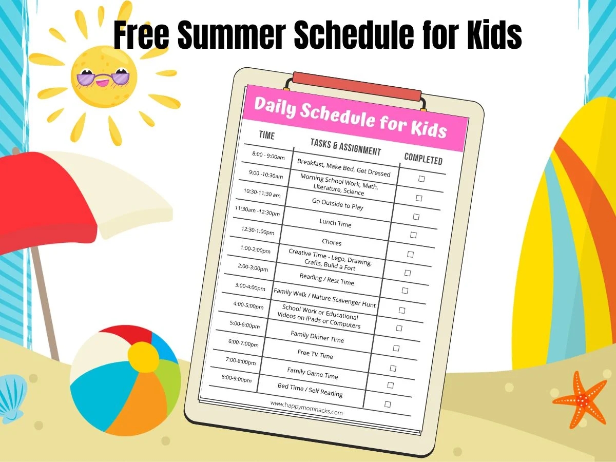 Printable Daily Schedules For Teens