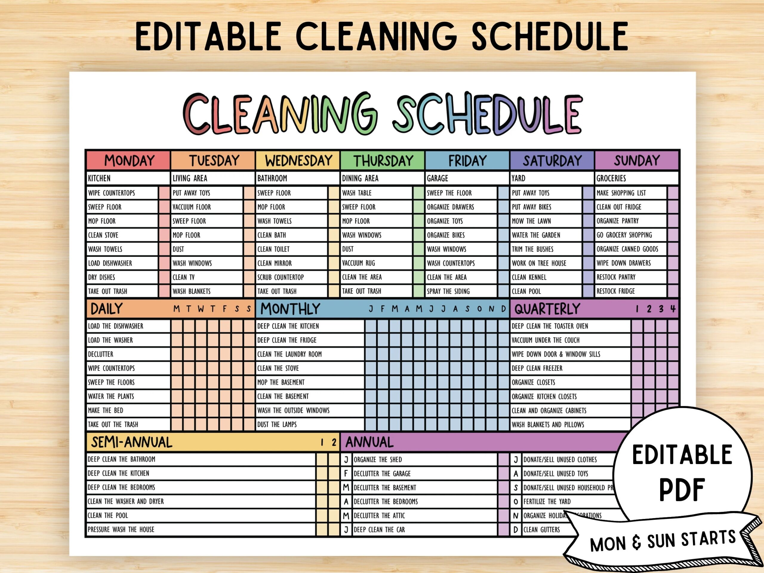 Editable Cleaning Planner Cleaning Schedule Cleaning Checklist Weekly House Chores ADHD Clean Home Household Planner Monthly Printable Etsy