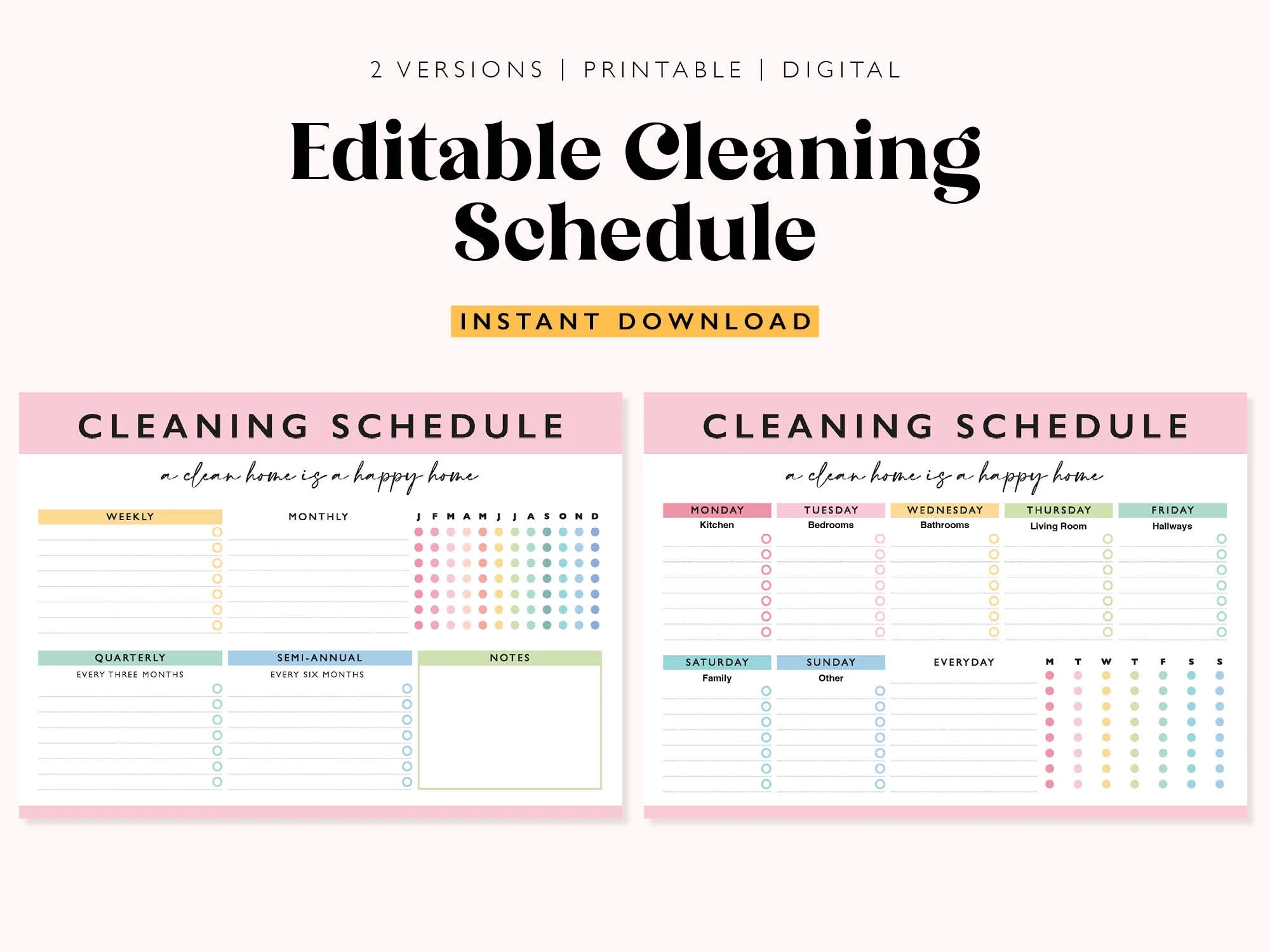Editable Cleaning Schedule Digital Cleaning Checklist Chore List Cleaning Planner Printable Chore List Template Cleaning Chart Planner Etsy
