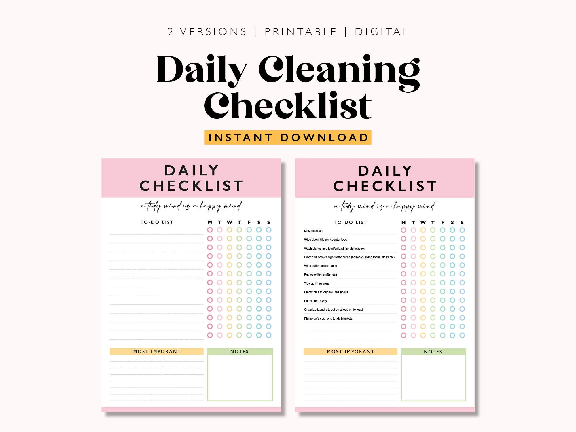 Editable Daily Cleaning Checklist Daily Cleaning Schedule Printable Cleaning Planner Daily Chore Chart Chore List Cleaning Checklist Etsy