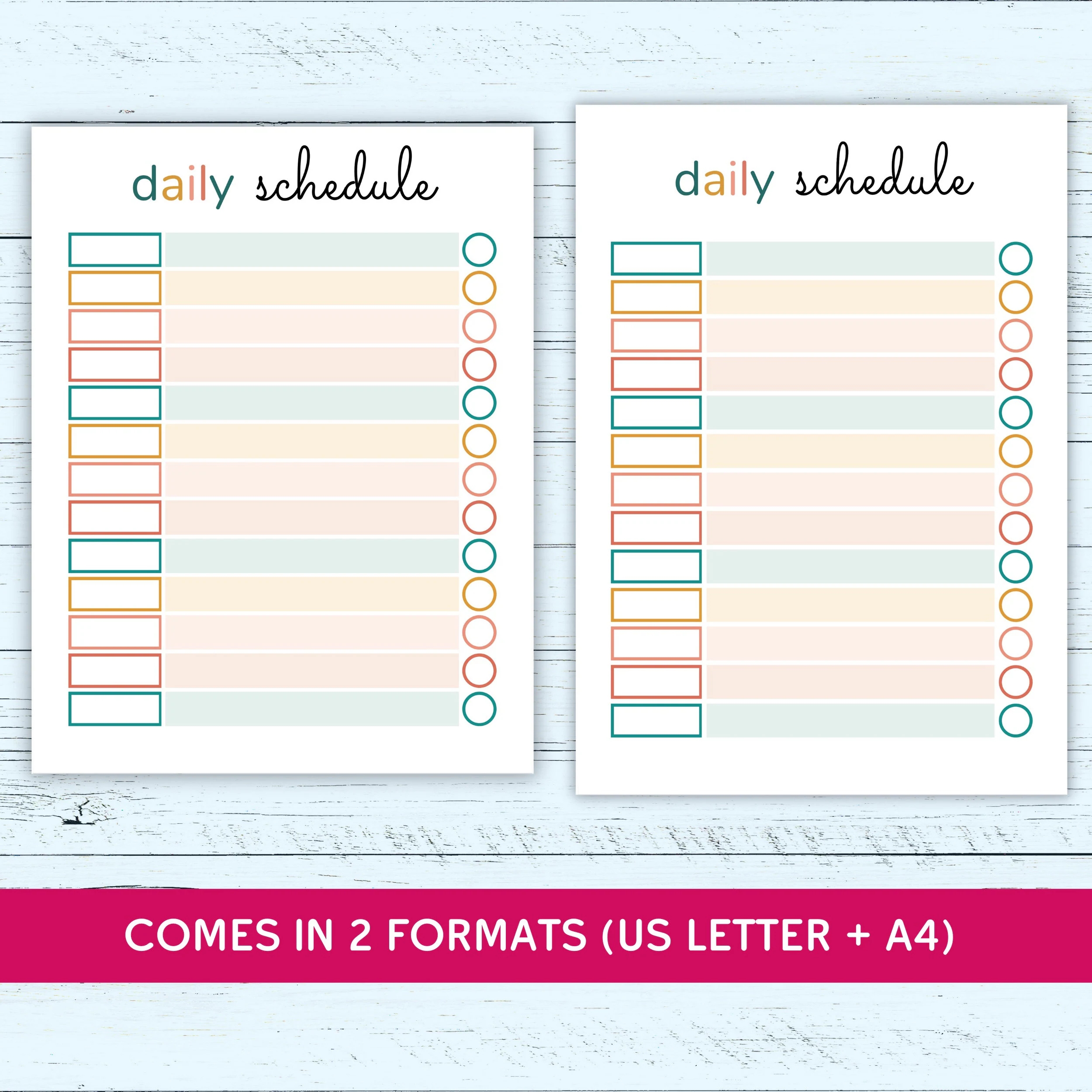 Editable Daily Schedule Template For Kids Printable Kids Daily Schedule Cute Colorful Daily Schedule Planner For Kids Fillable PDF Etsy