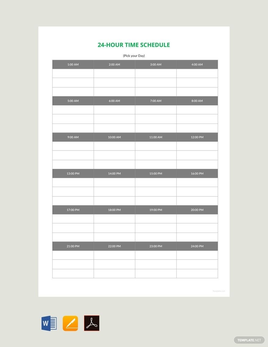 Editable Hourly Schedule Templates In PDF To Download