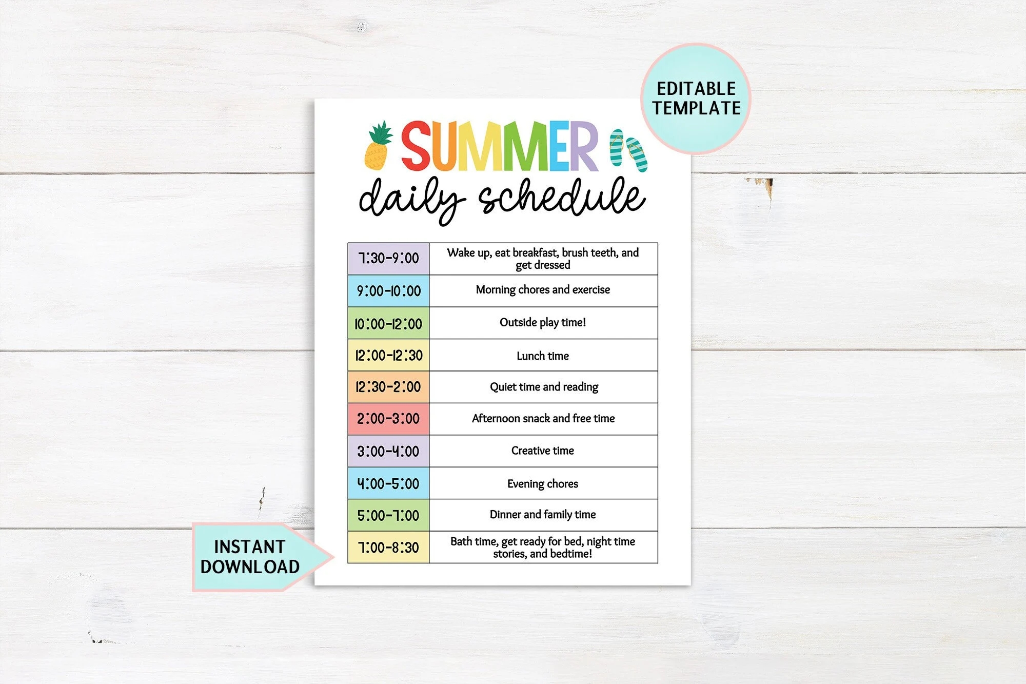 Editable Kids Daily Schedule Template Summer Schedule Printable Daily Checklist For Kids Summer Daily Routine Chart Checklist Download Etsy Norway