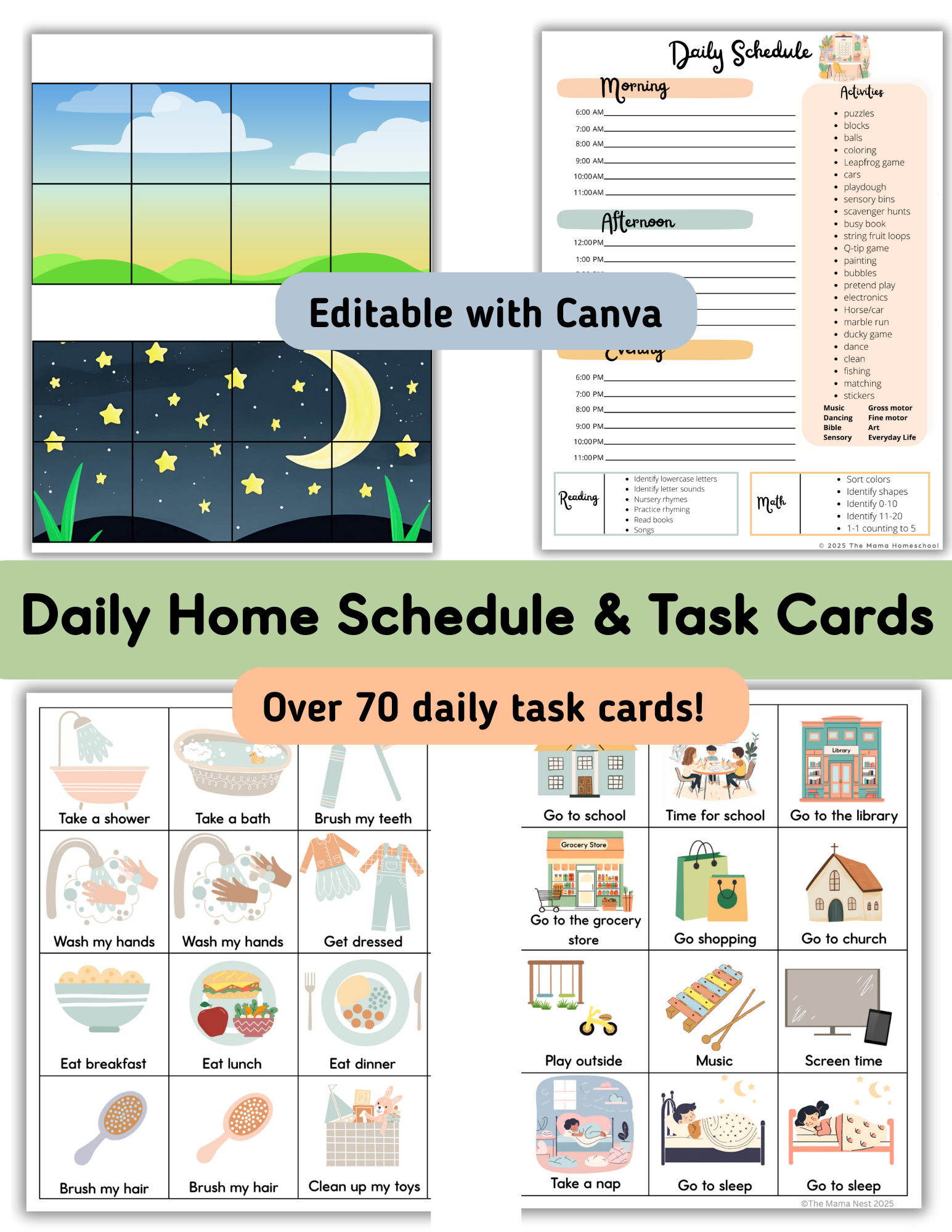Editable Visual Daily Task Cards Daily Schedule The Mama Nest