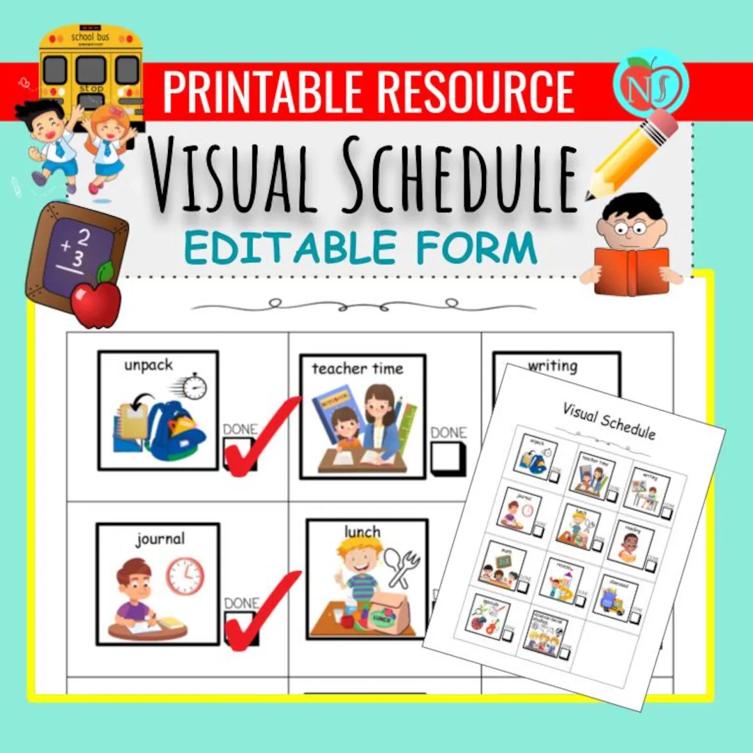 Editable Visual Schedule Checklist For Students Special Needs Students ASD Etsy