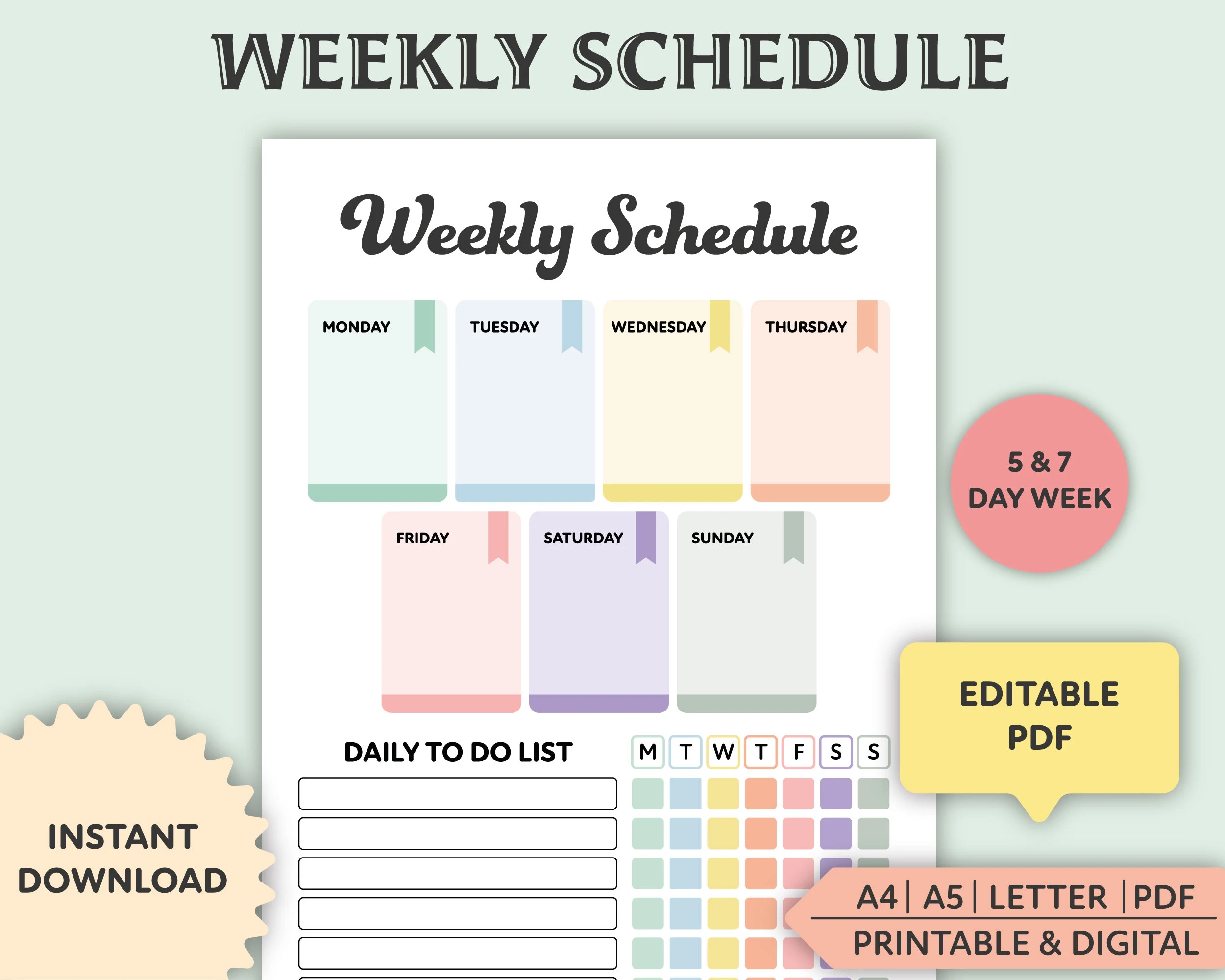 Free Printable 7 Day Schedule Template