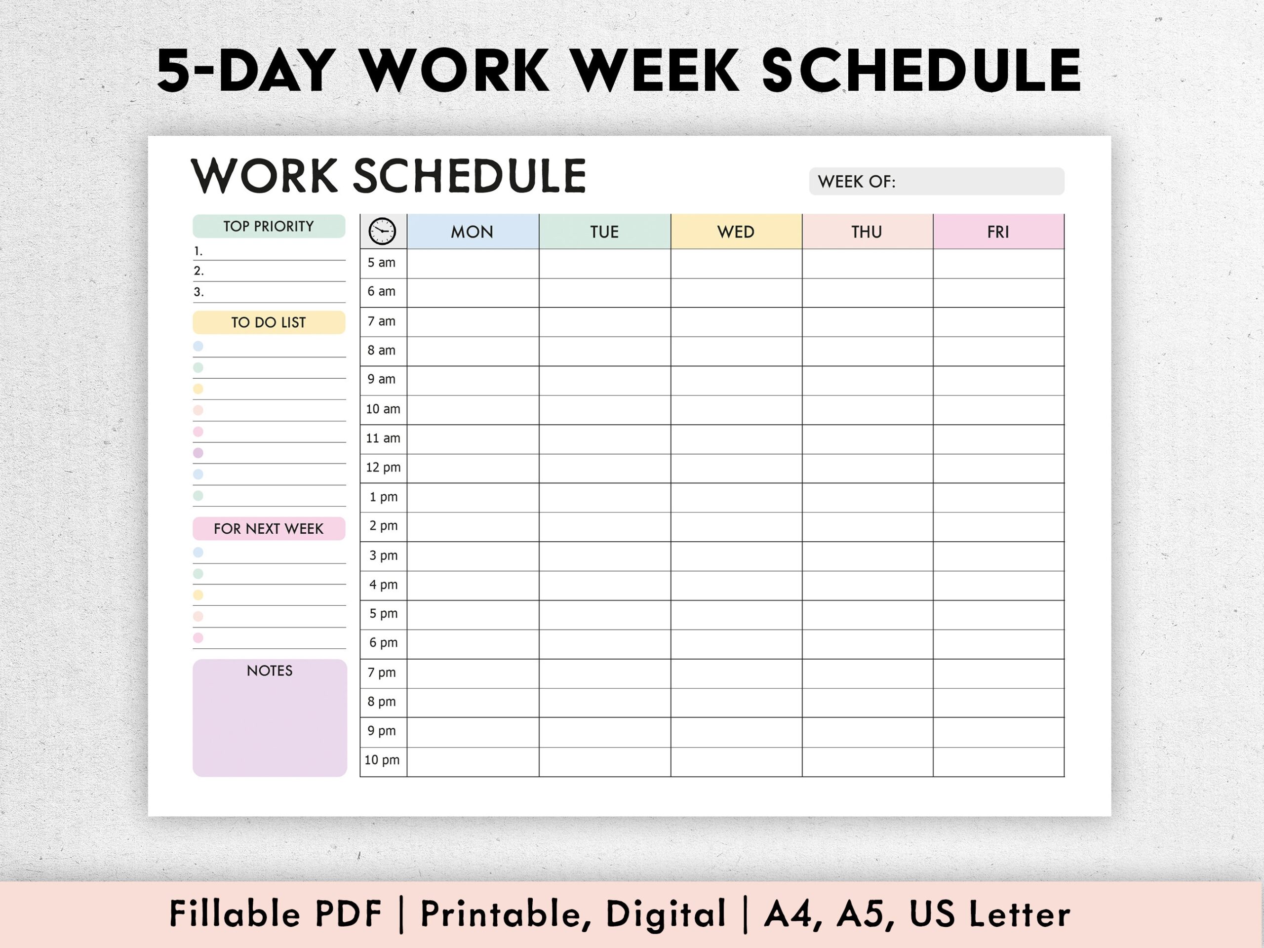 Week Schedule Printable