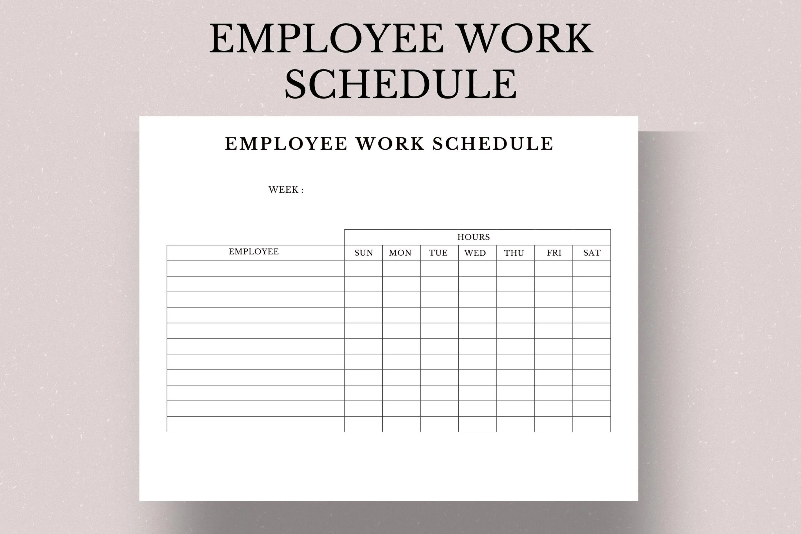 Employee Work Schedule Pdf Employee Work Log Sheet Clock In And Out Template Employee Time Template Employee Clock In Template Etsy
