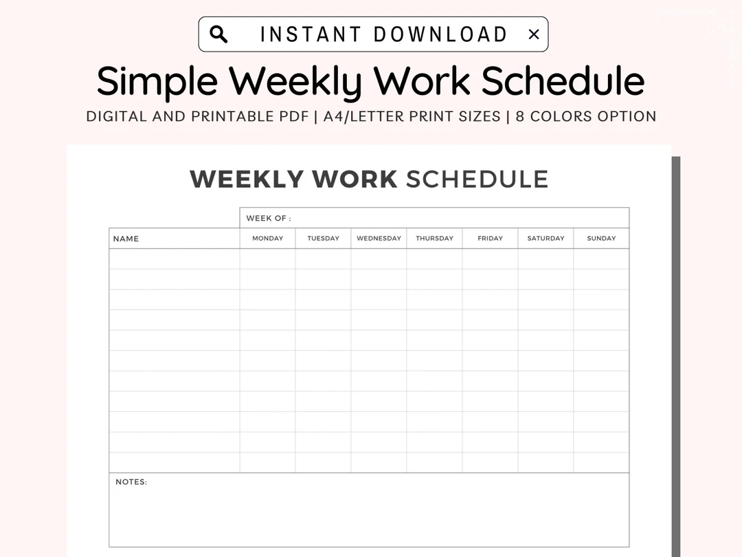 Employee Work Schedule Printable Crew Daily Working Chart Employee Time Sheet Employee Scheduling Staff Schedule Employee Organizer PDF Etsy