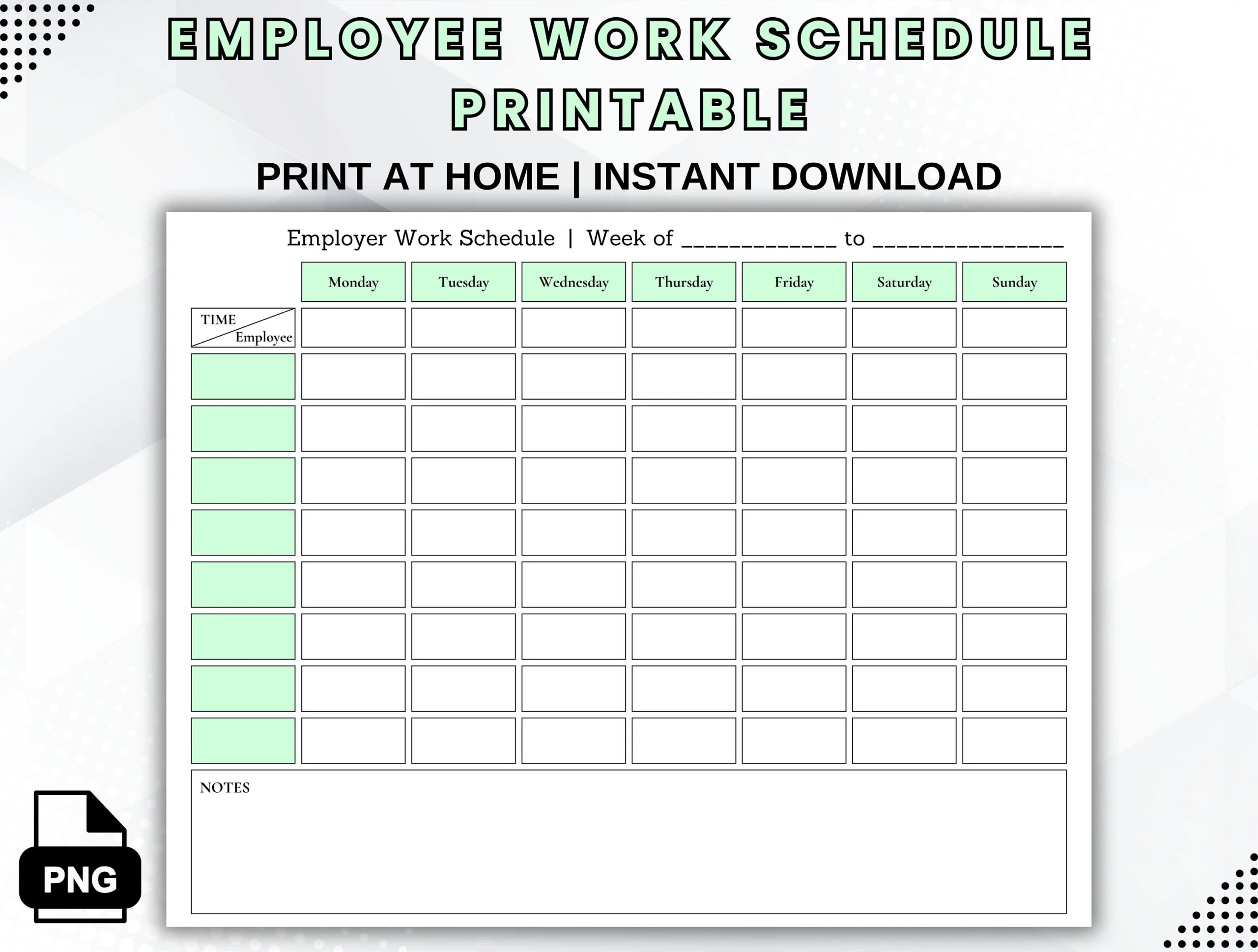 Employee Work Schedule Printable Weekly Schedule Template Employee Organizer Weekly Staff Shifts Daily Shift Schedule Etsy