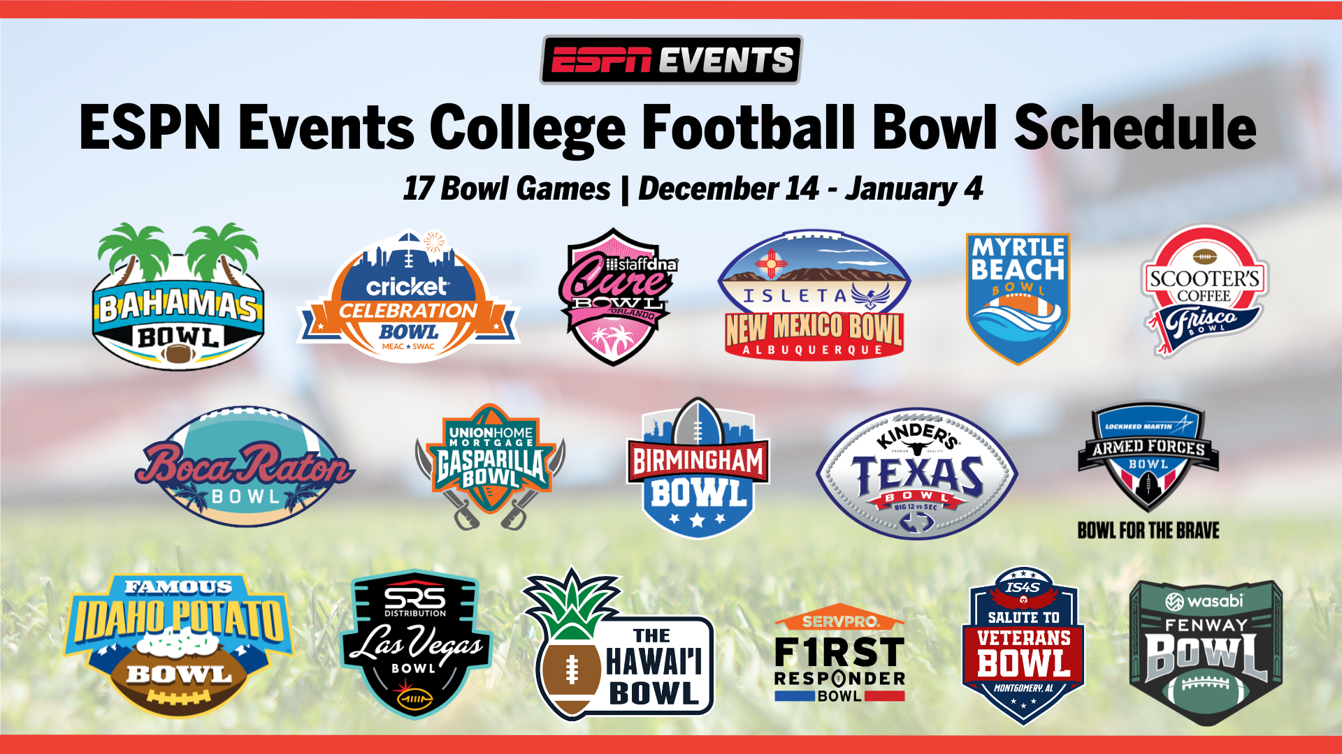 ESPN Events Announces 2024 25 College Football Bowl Matchups 17 Owned And Operated Events Dec 14 Jan 4 ESPN Press Room U S 
