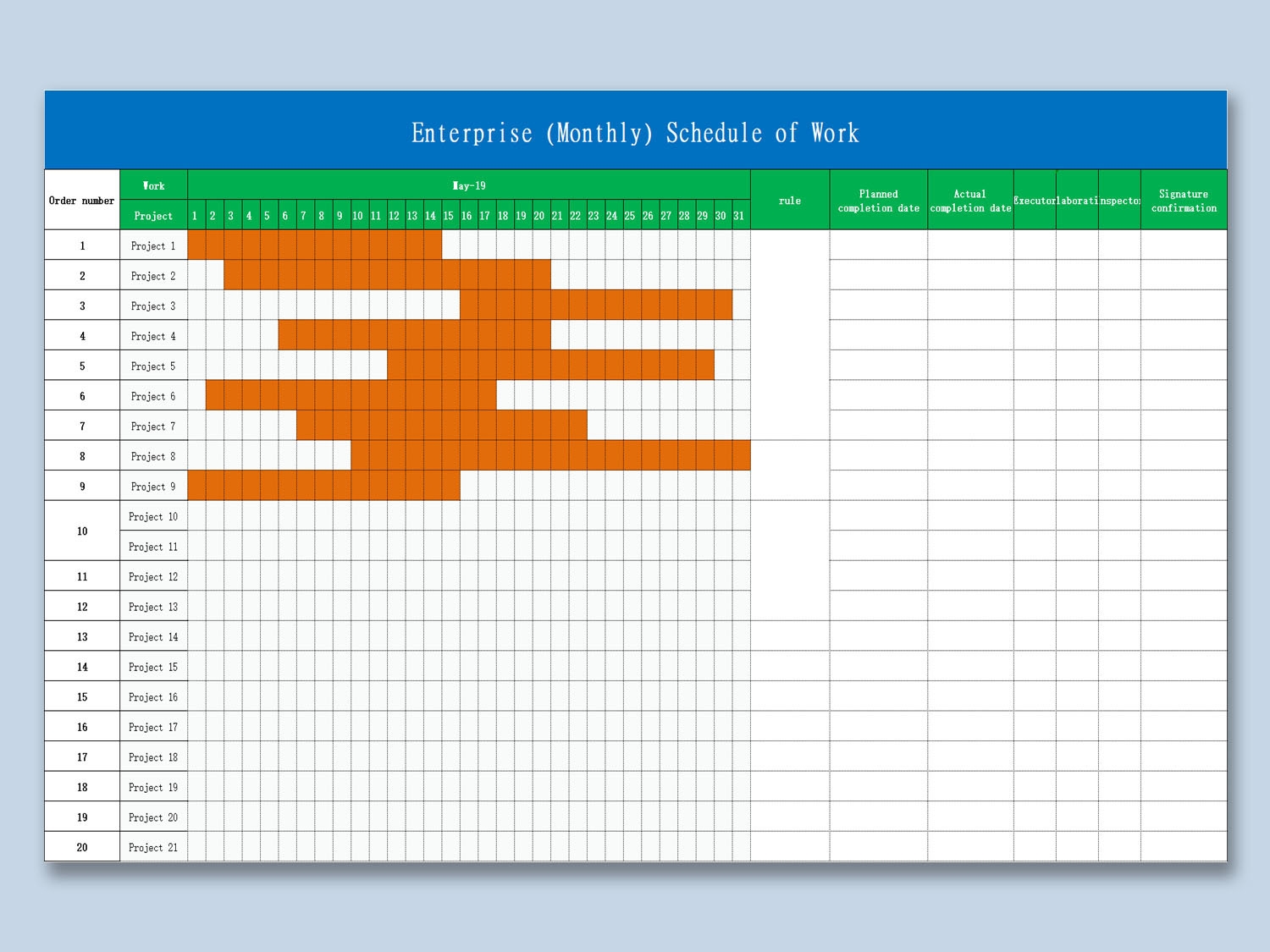 EXCEL Of Enterprise Monthly Schedule Of Work xls WPS Free Templates